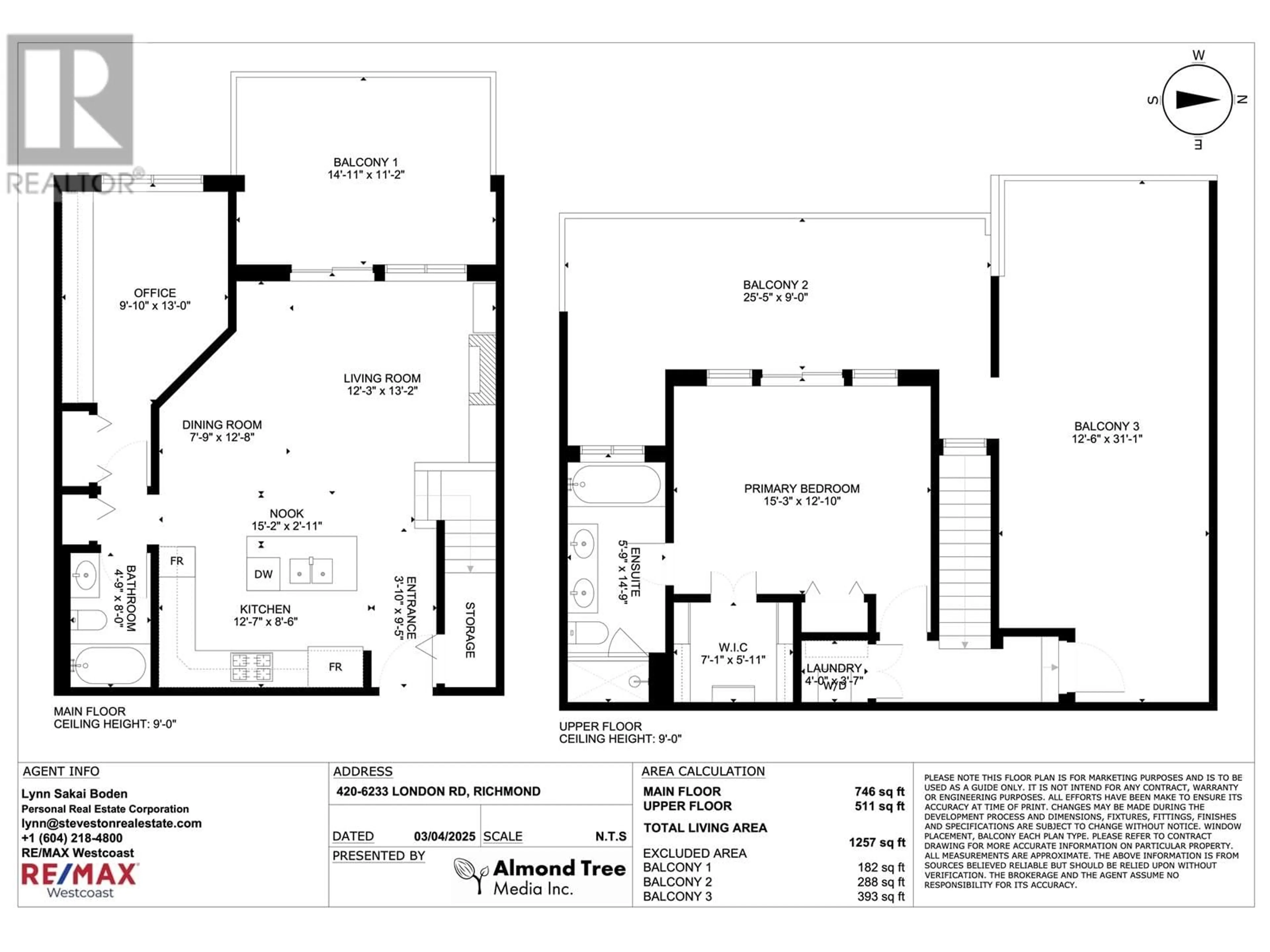 Floor plan for 420 - 6233 LONDON ROAD, Richmond British Columbia V7E3S3