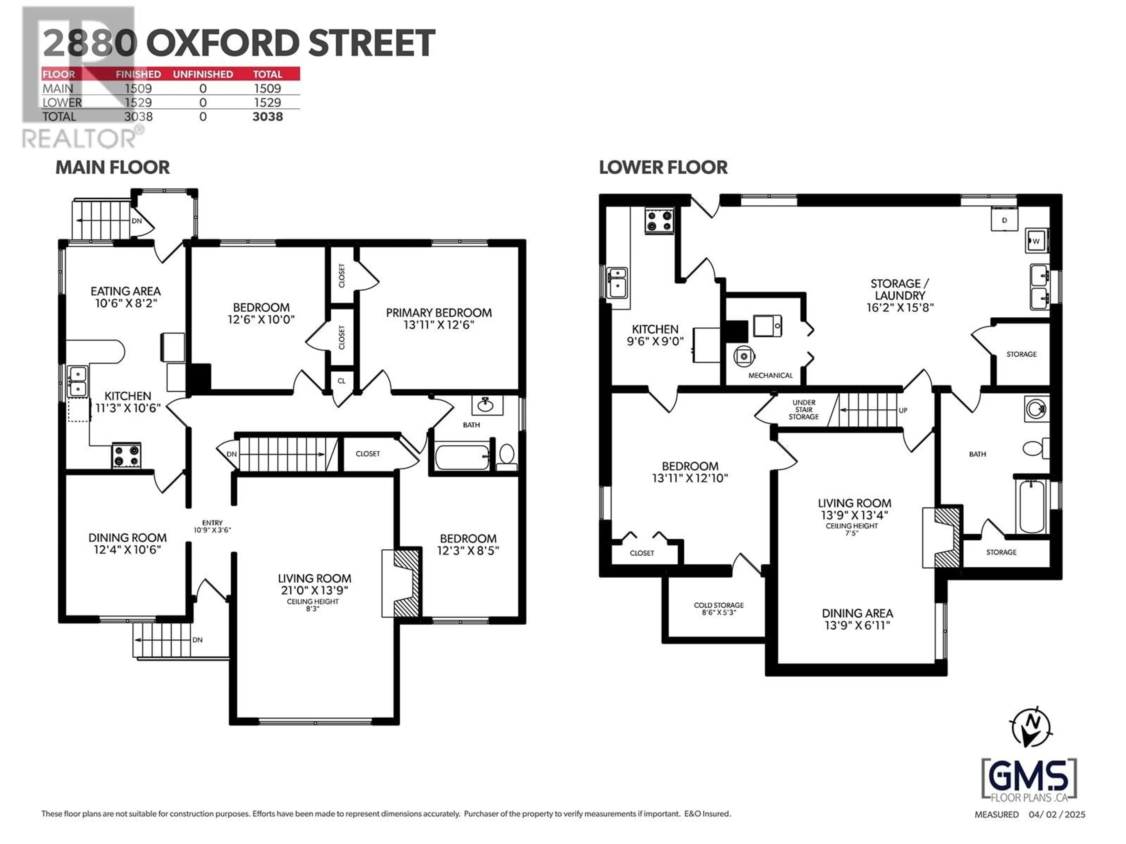 Floor plan for 2880 OXFORD STREET, Vancouver British Columbia V5K1N6
