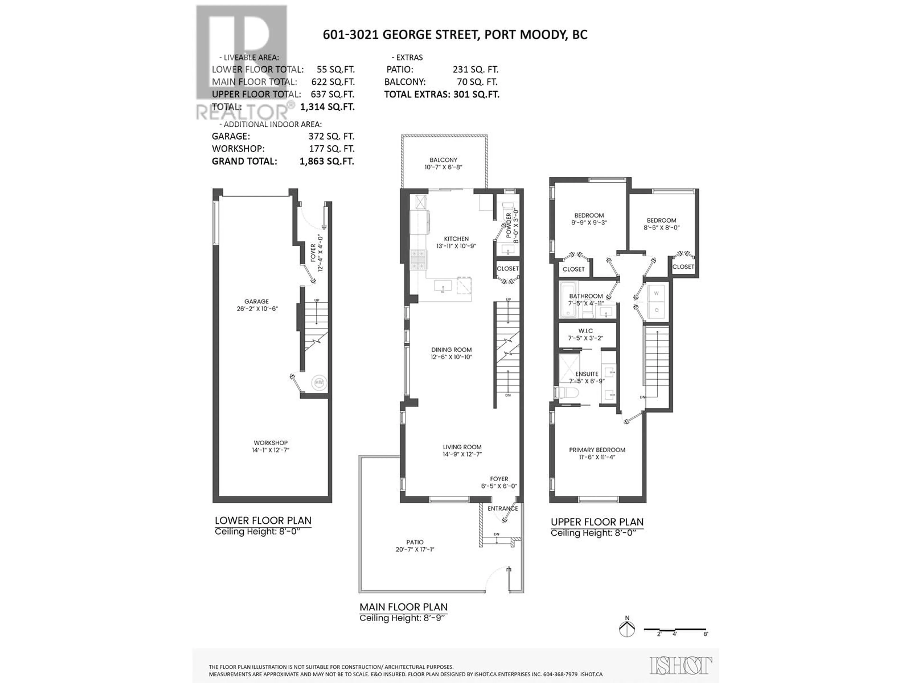 Floor plan for 601 - 3021 ST GEORGE STREET, Port Moody British Columbia V3H0K3