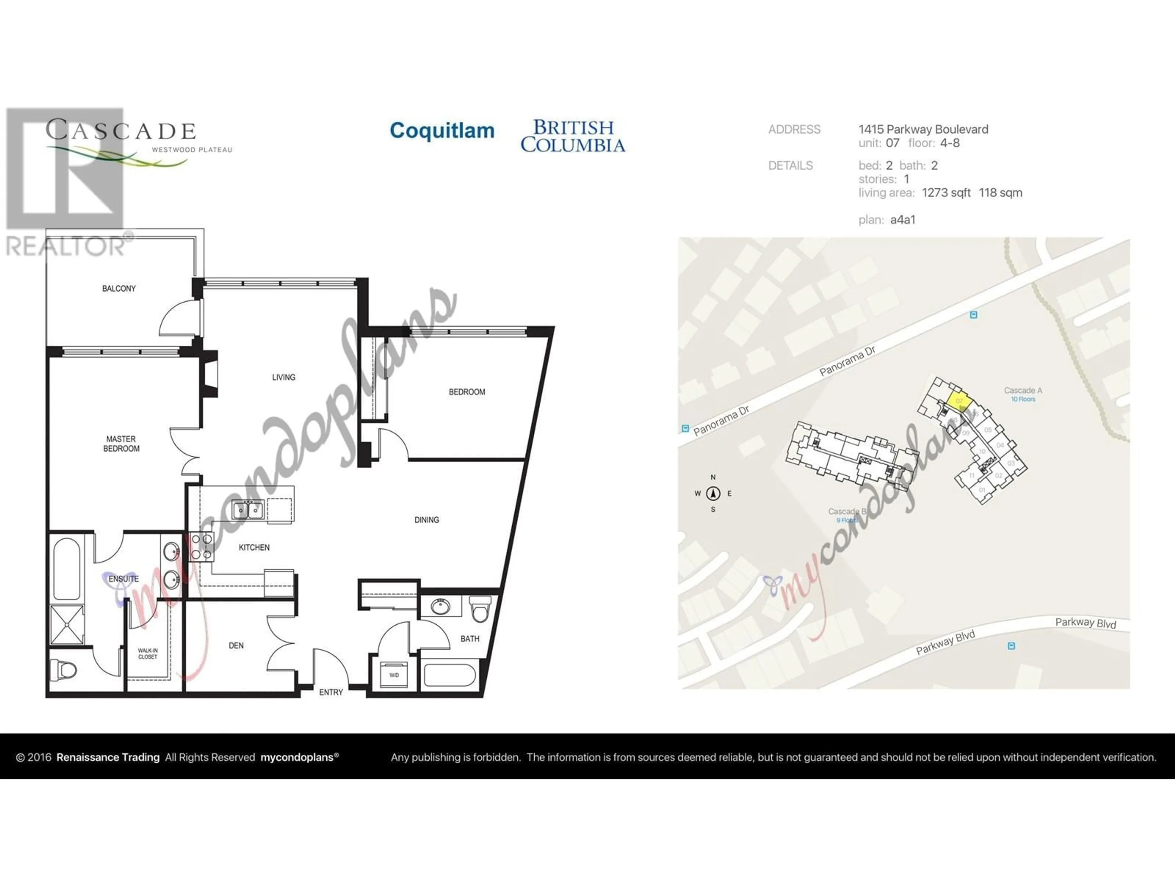 Floor plan for 707 - 1415 PARKWAY BOULEVARD, Coquitlam British Columbia V3E0C7