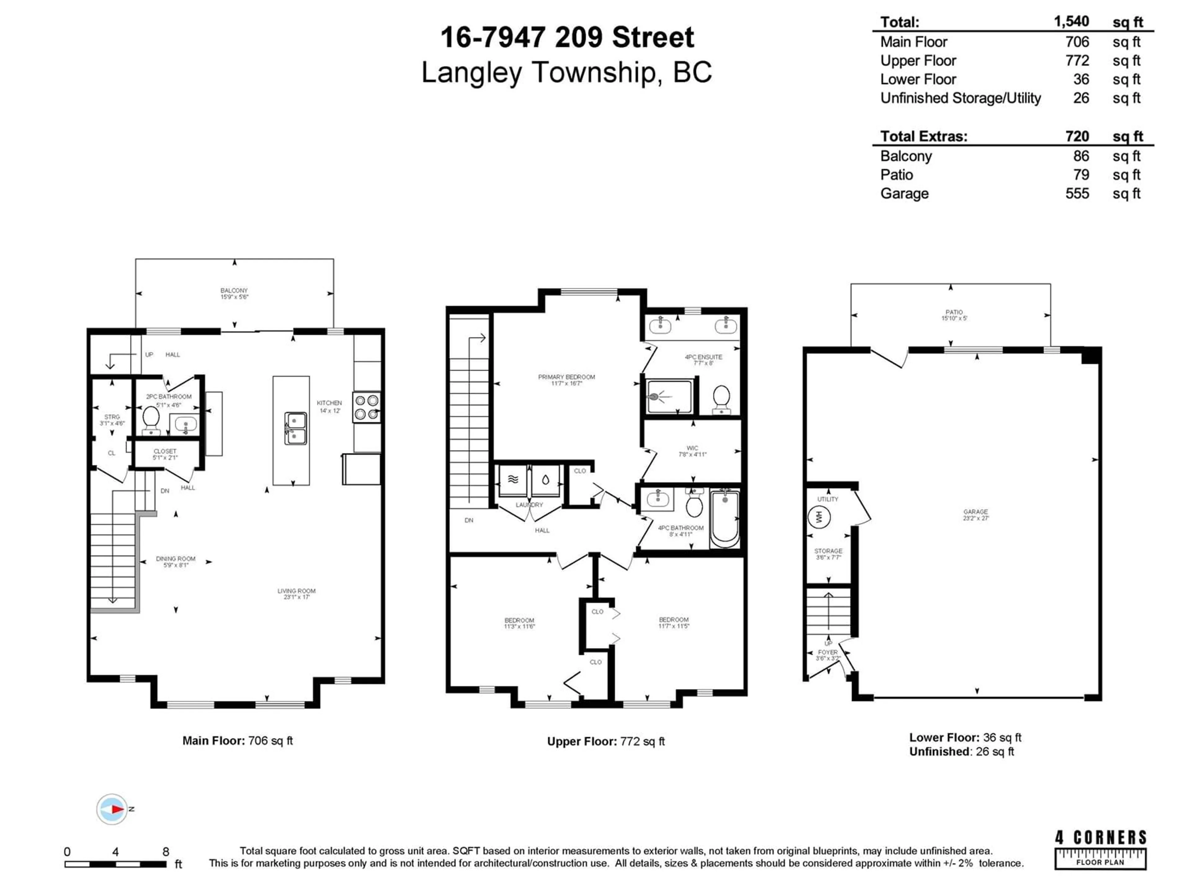 Floor plan for 16 - 7947 209, Langley British Columbia V2Y2C8