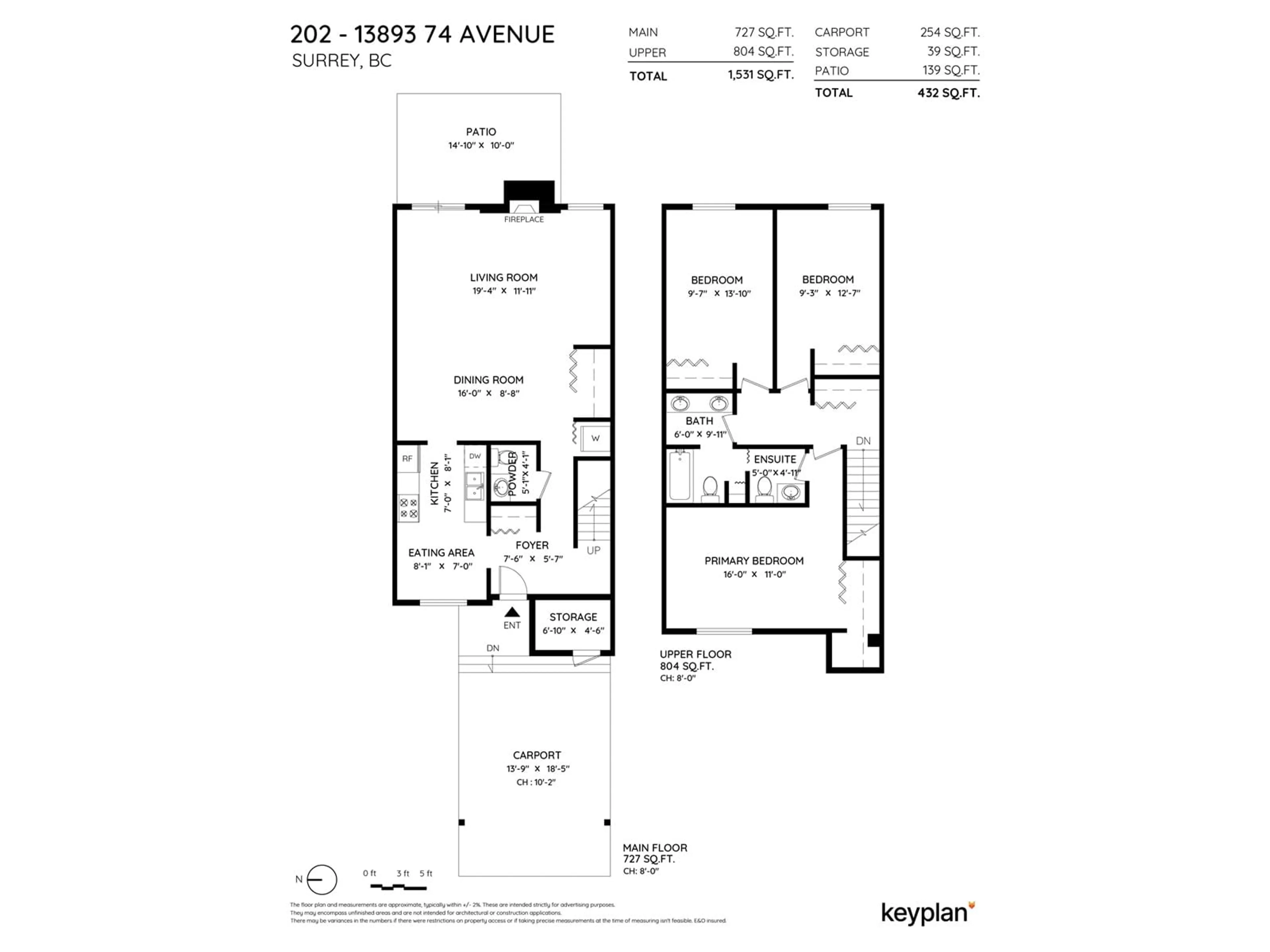 Floor plan for 202 - 13893 74, Surrey British Columbia V3W6G6
