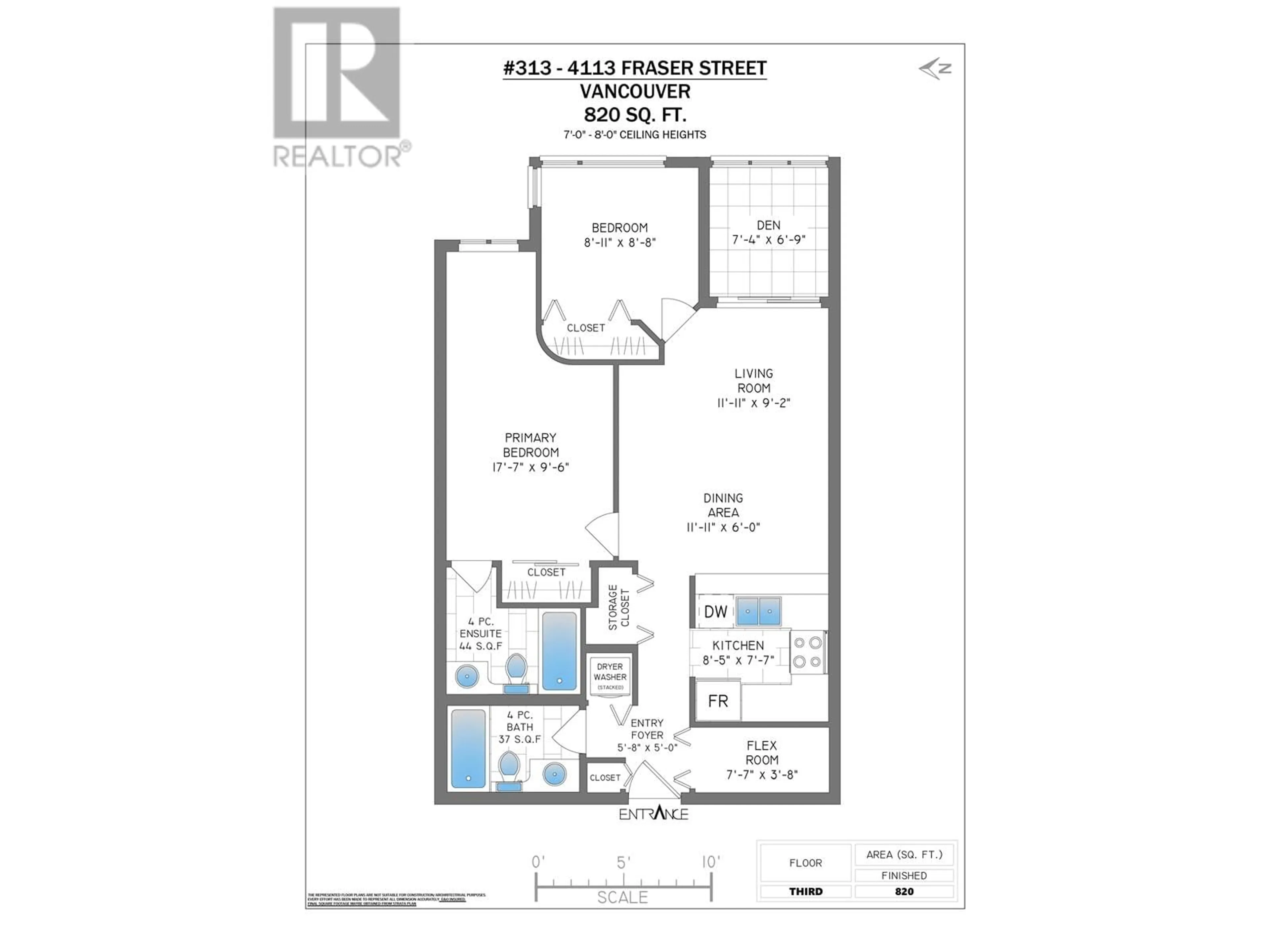 Floor plan for 313 - 4113 FRASER STREET, Vancouver British Columbia V5V4E9