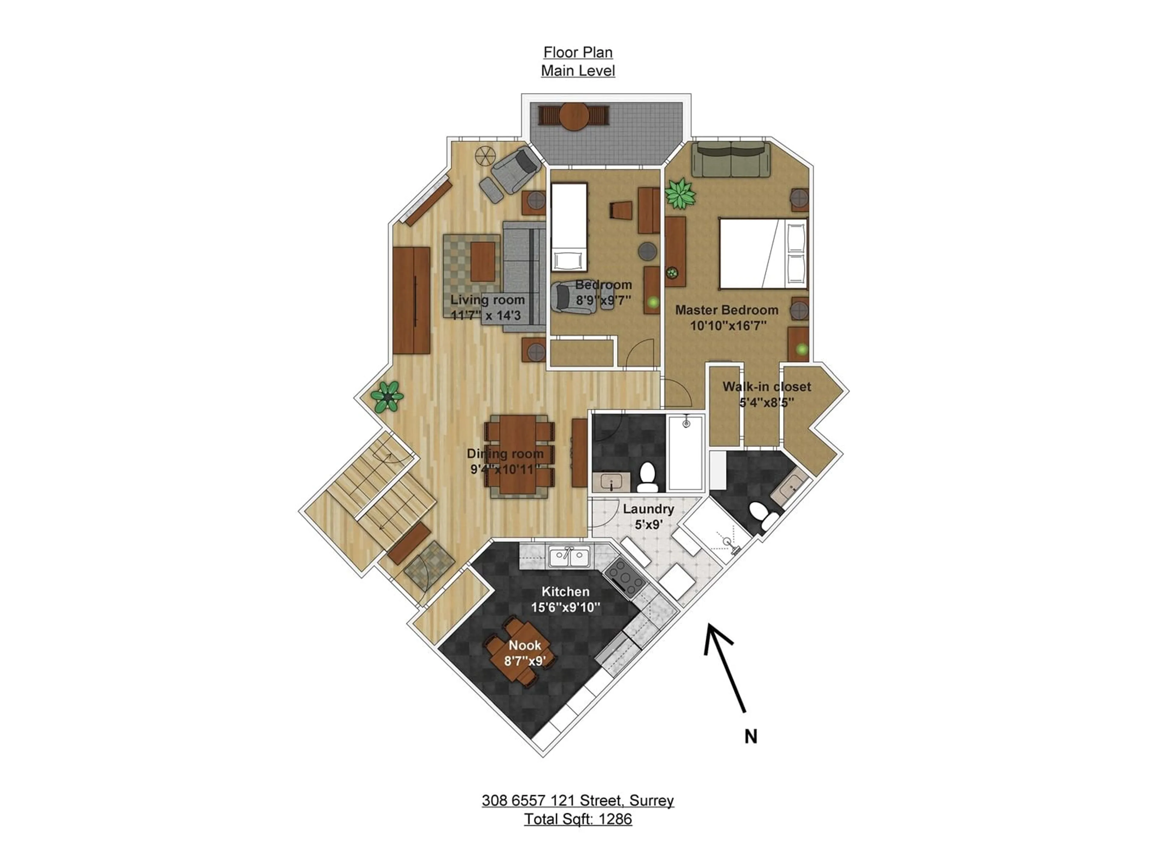 Floor plan for 308 - 6557 121, Surrey British Columbia V3W1E7