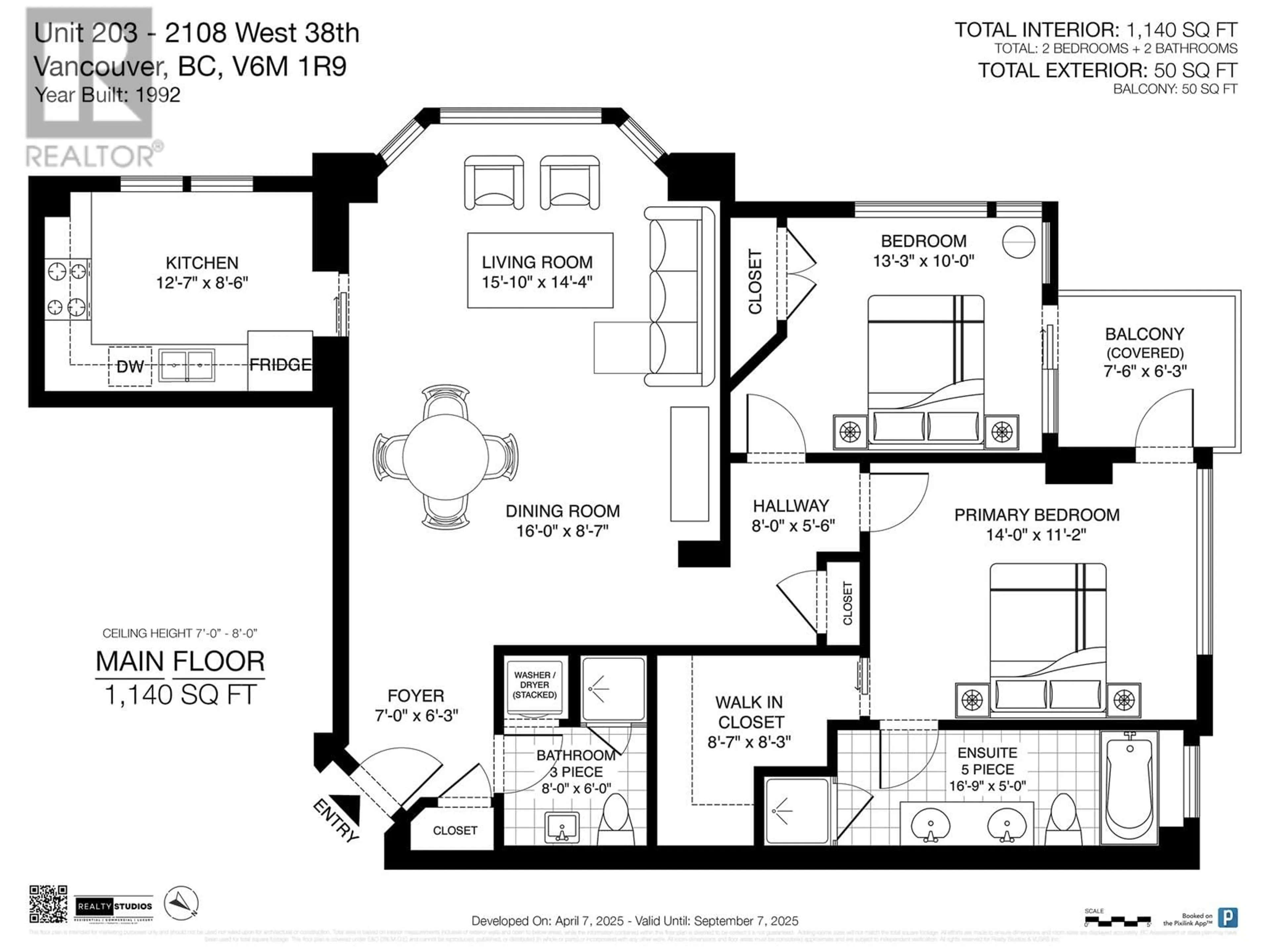 Floor plan for 203 - 2108 38TH AVENUE, Vancouver British Columbia V6M1R9