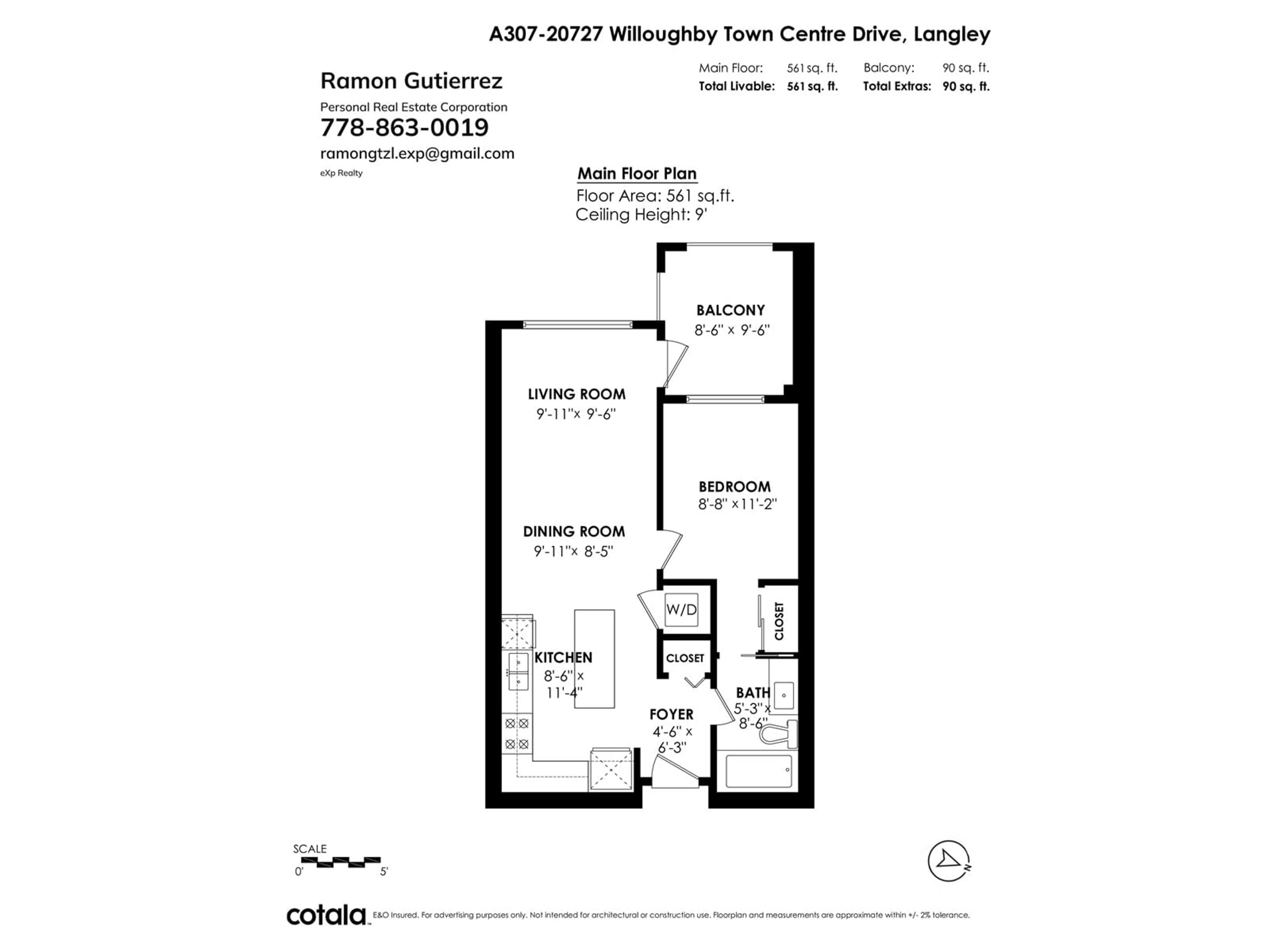 Floor plan for A307 - 20727 WILLOUGHBY TOWN CENTRE, Langley British Columbia V2Y3N1