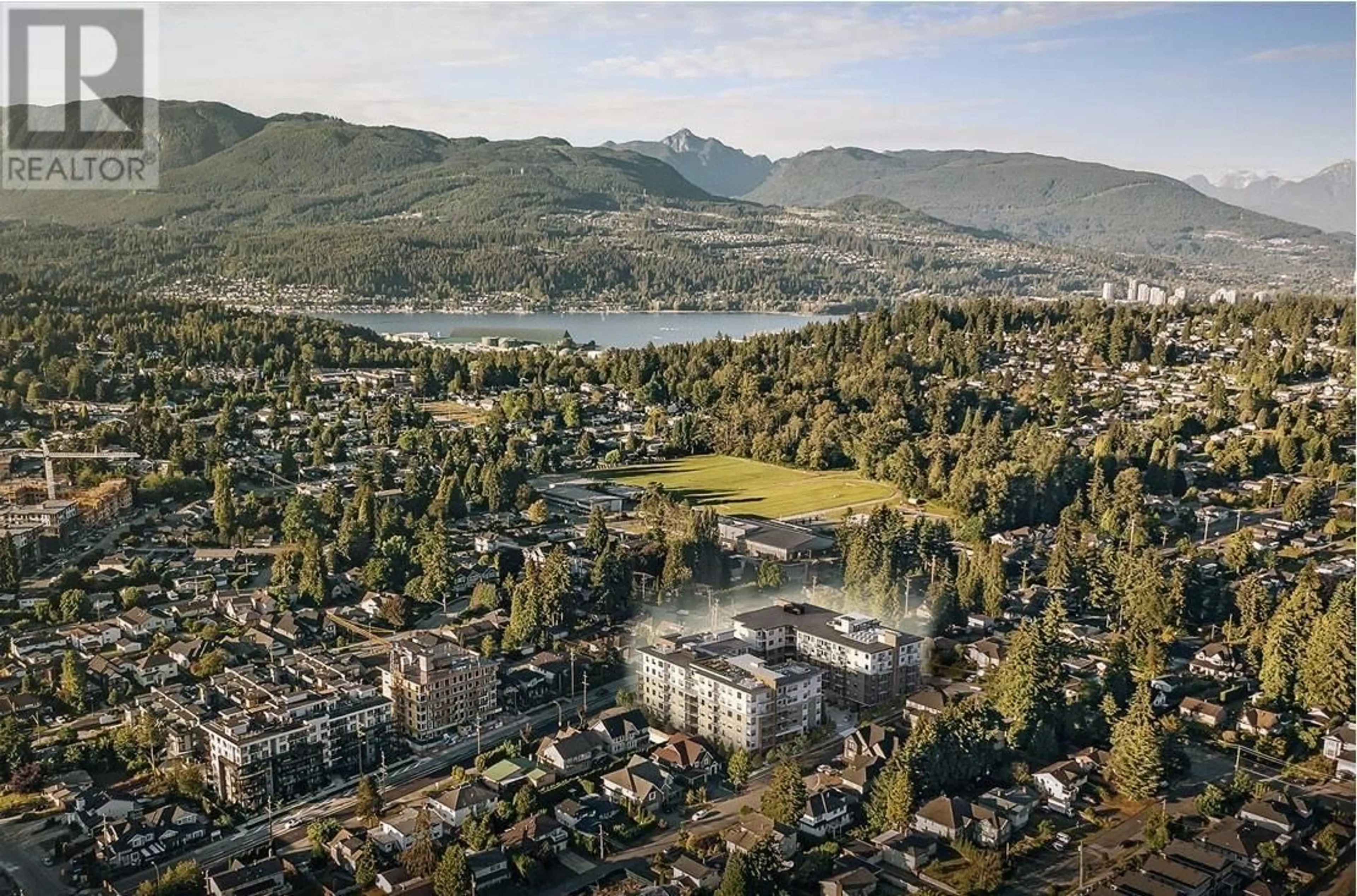 A pic from outside/outdoor area/front of a property/back of a property/a pic from drone, mountain view for 601 - 723 GROVER AVENUE, Coquitlam British Columbia V3J4G2
