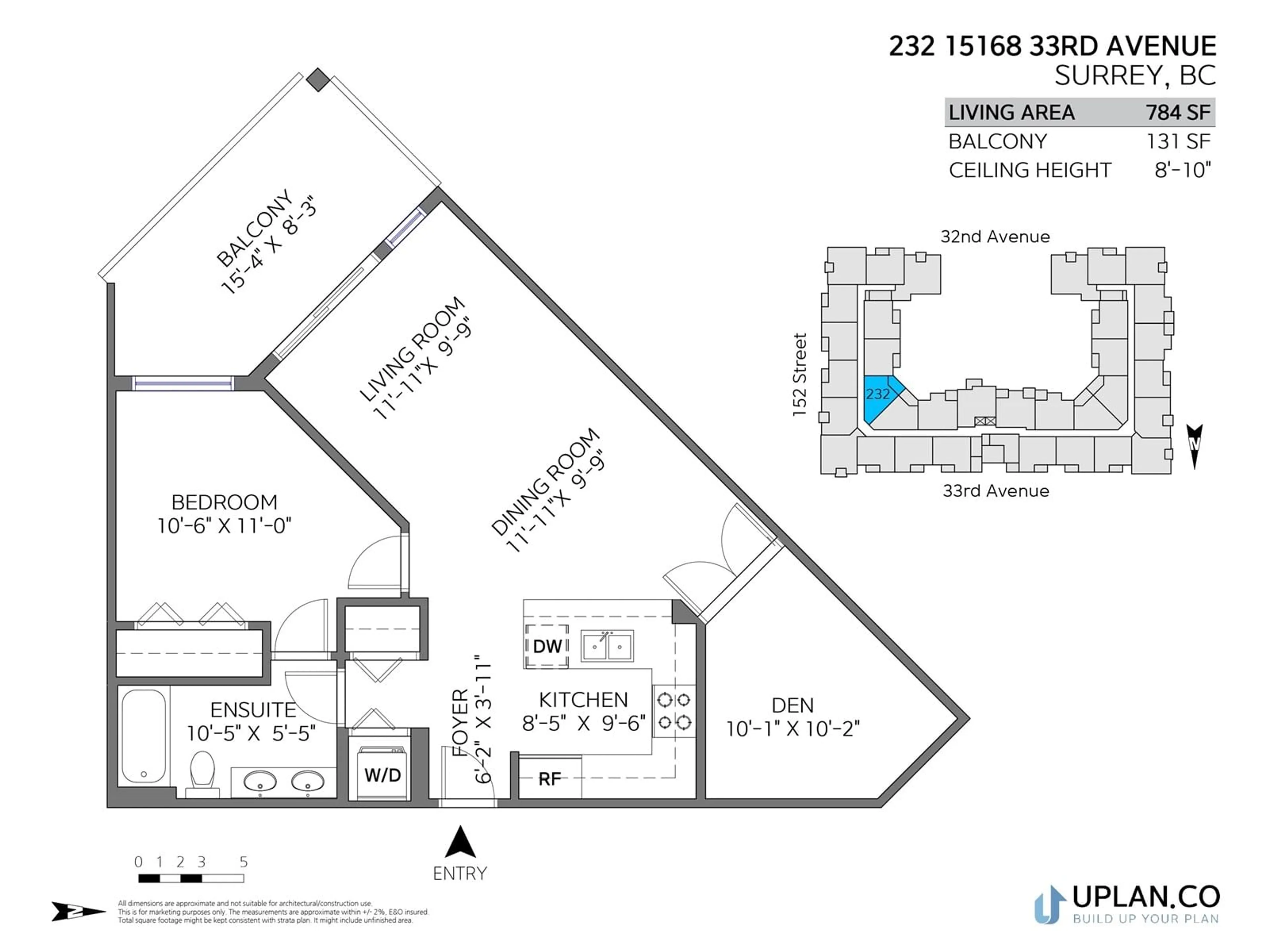 Floor plan for 232 - 15168 33, Surrey British Columbia V3Z0N7