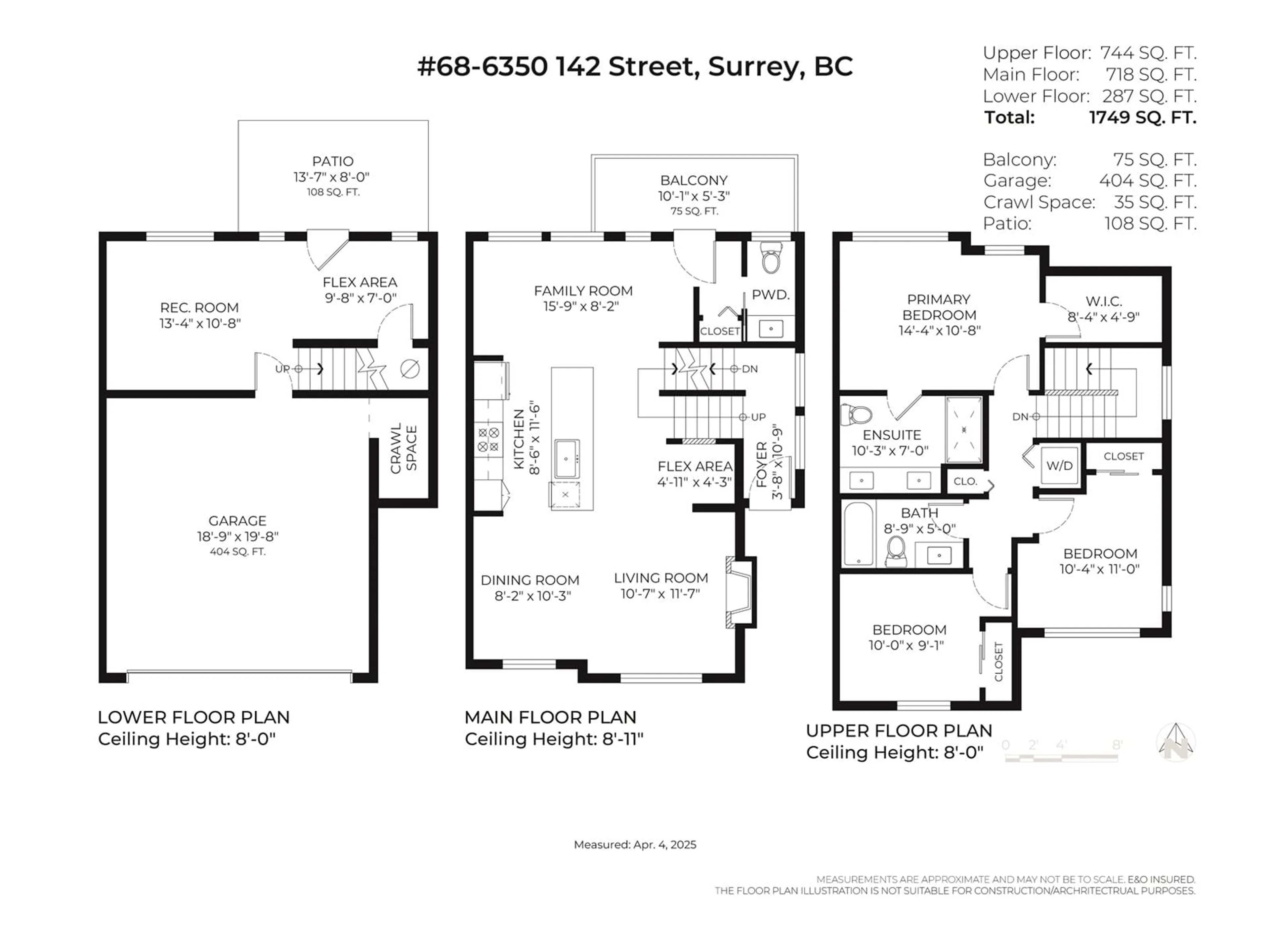Floor plan for 68 - 6350 142, Surrey British Columbia V3X1B8