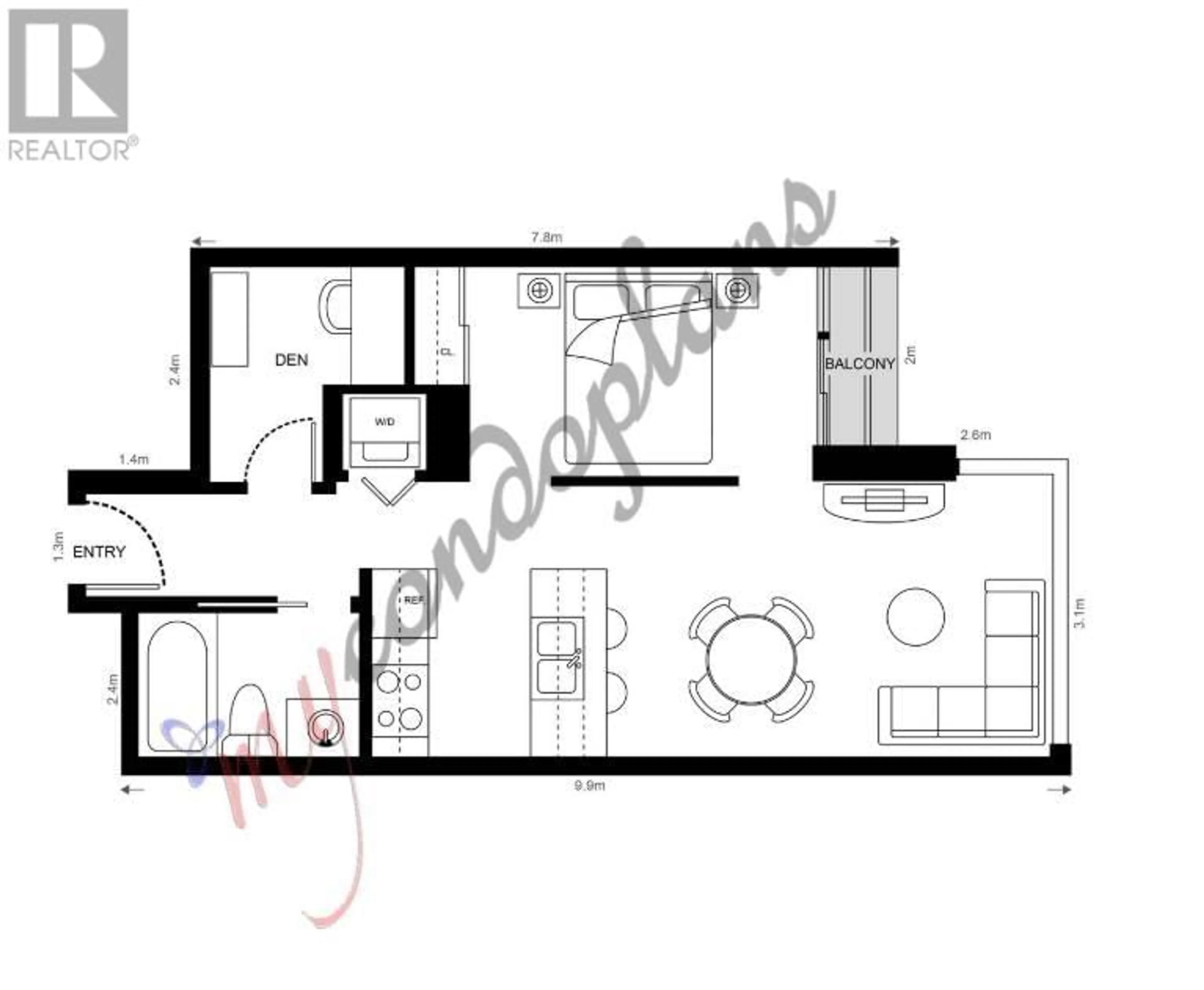 Floor plan for 803 - 1082 SEYMOUR STREET, Vancouver British Columbia V6B1X9