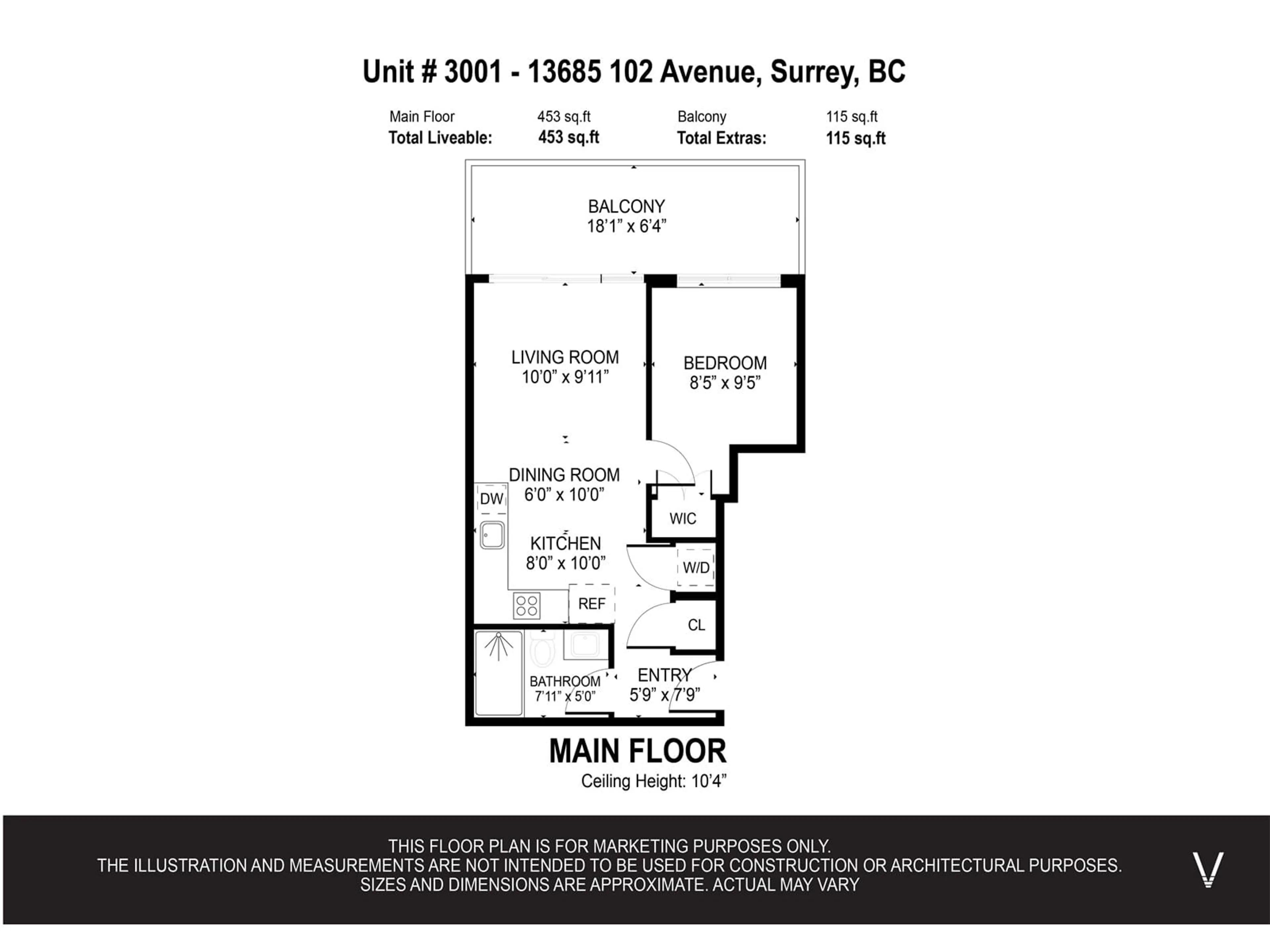 Floor plan for 3001 - 13685 102, Surrey British Columbia V3T1N7