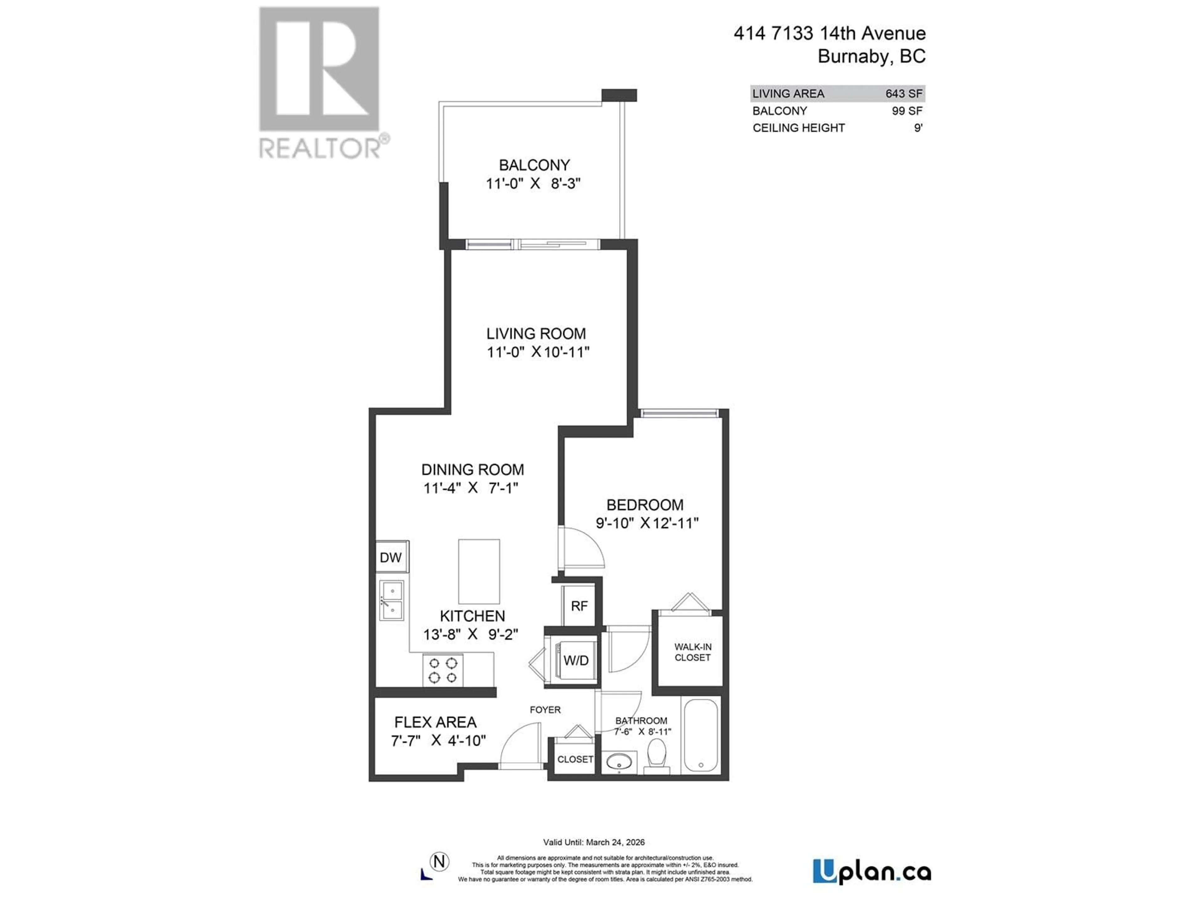 Floor plan for 414 - 7133 14TH AVENUE, Burnaby British Columbia V3N0H5