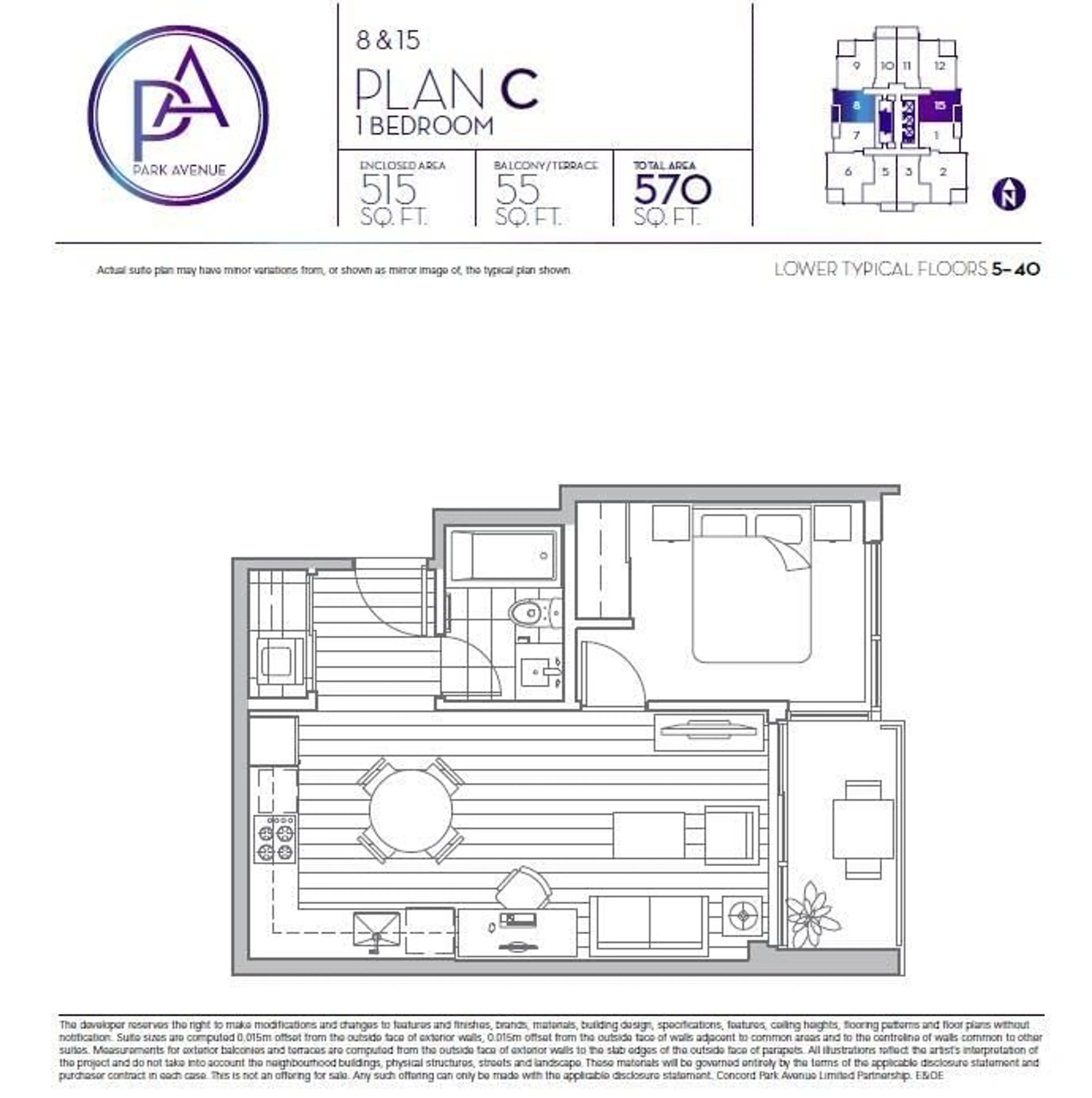 Floor plan for 2715 - 13750 100, Surrey British Columbia V3T0L3