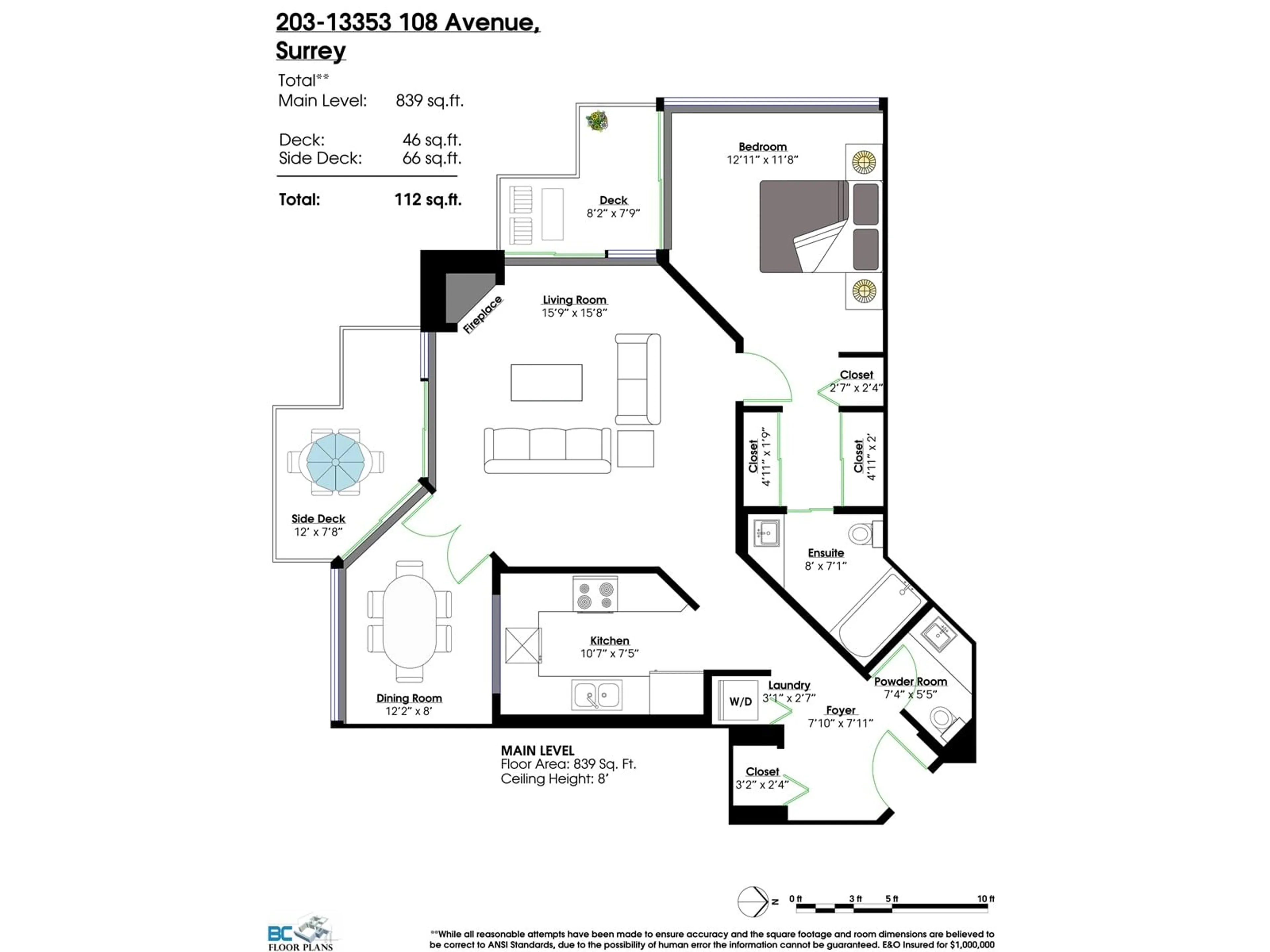 Floor plan for 203 - 13353 108, Surrey British Columbia V3T5T5