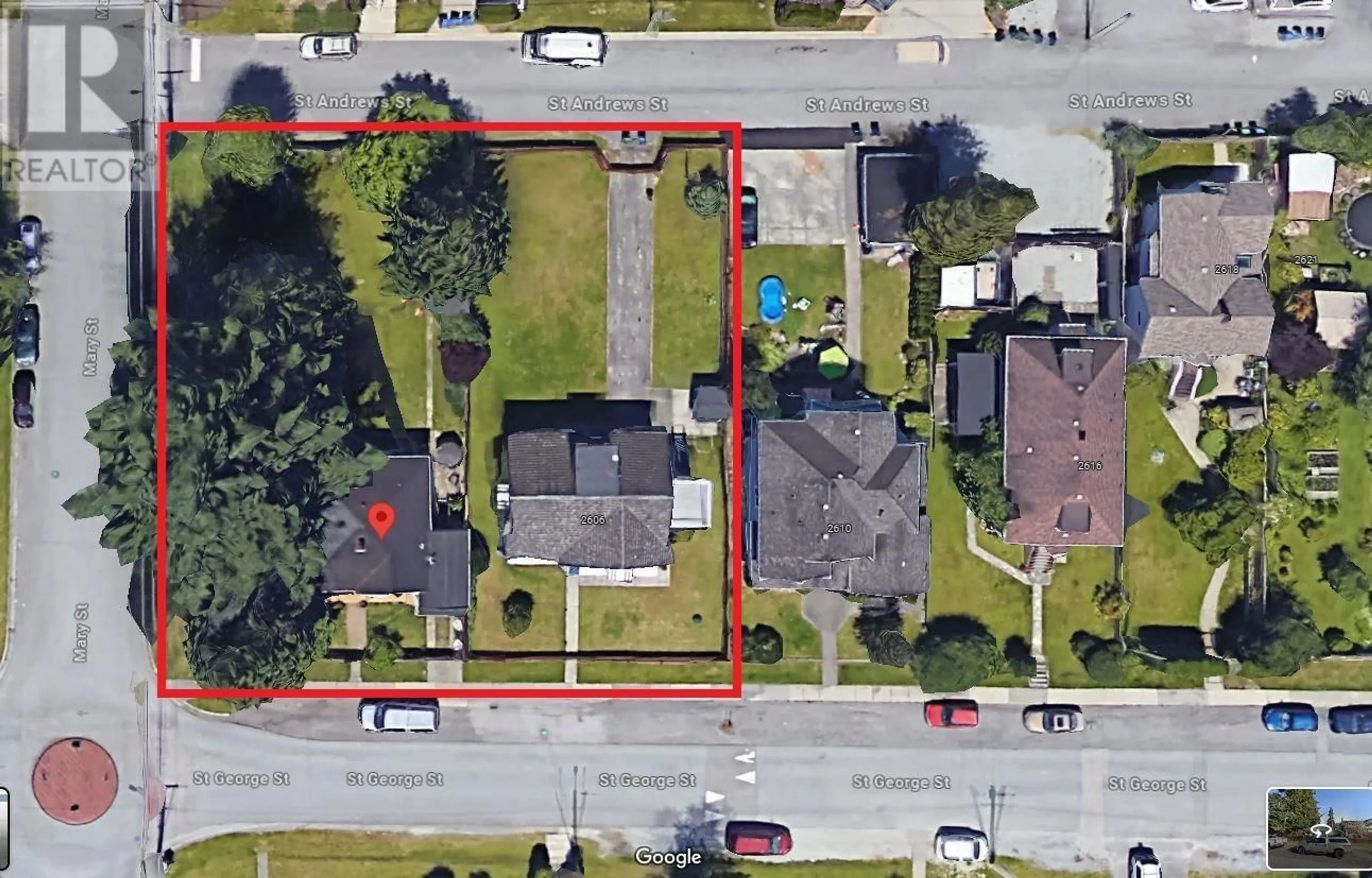 A pic from outside/outdoor area/front of a property/back of a property/a pic from drone, street for 2606 ST GEORGE STREET, Port Moody British Columbia V3H2G9