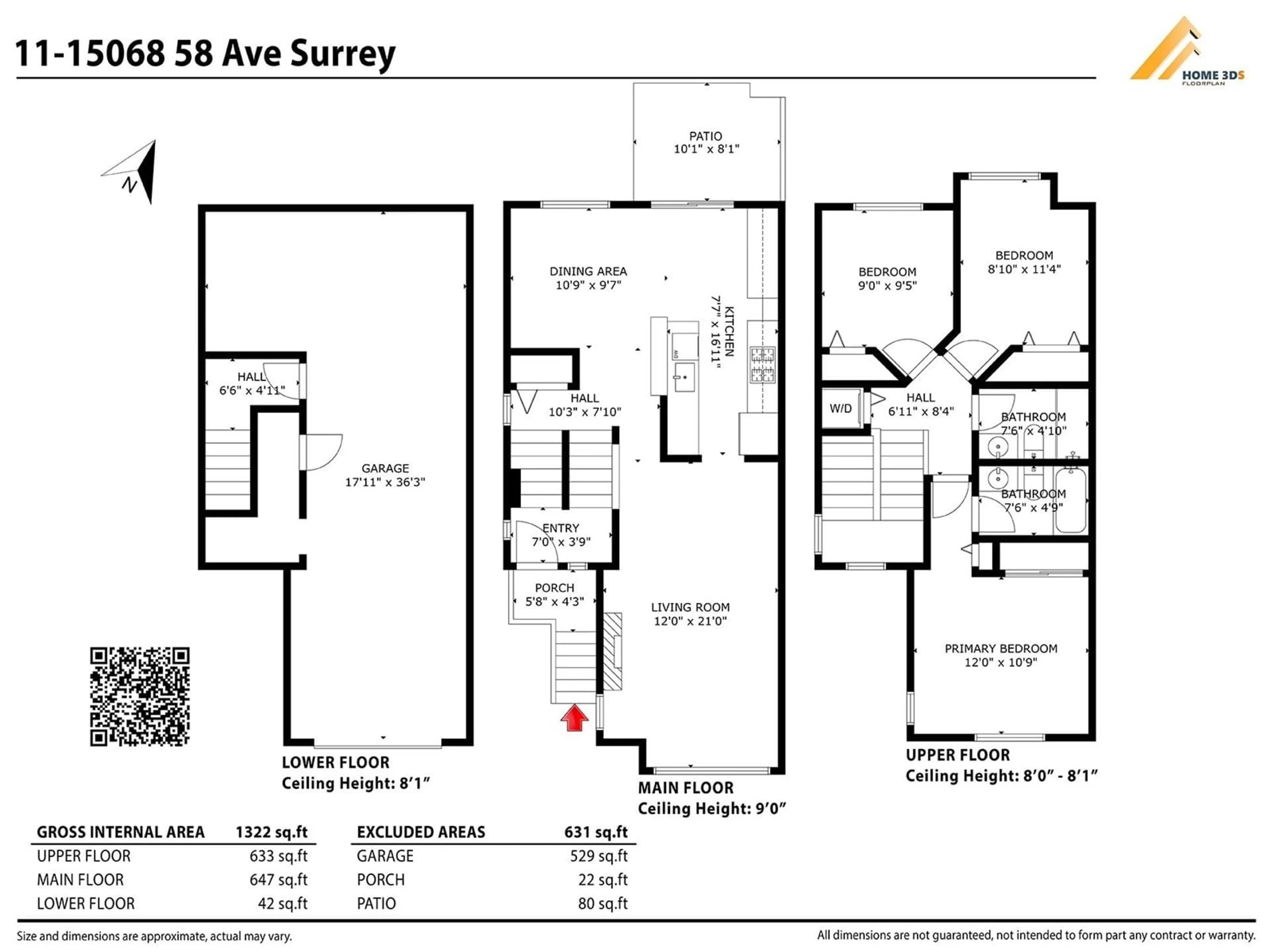Floor plan for 11 - 15068 58TH, Surrey British Columbia V3S9J9