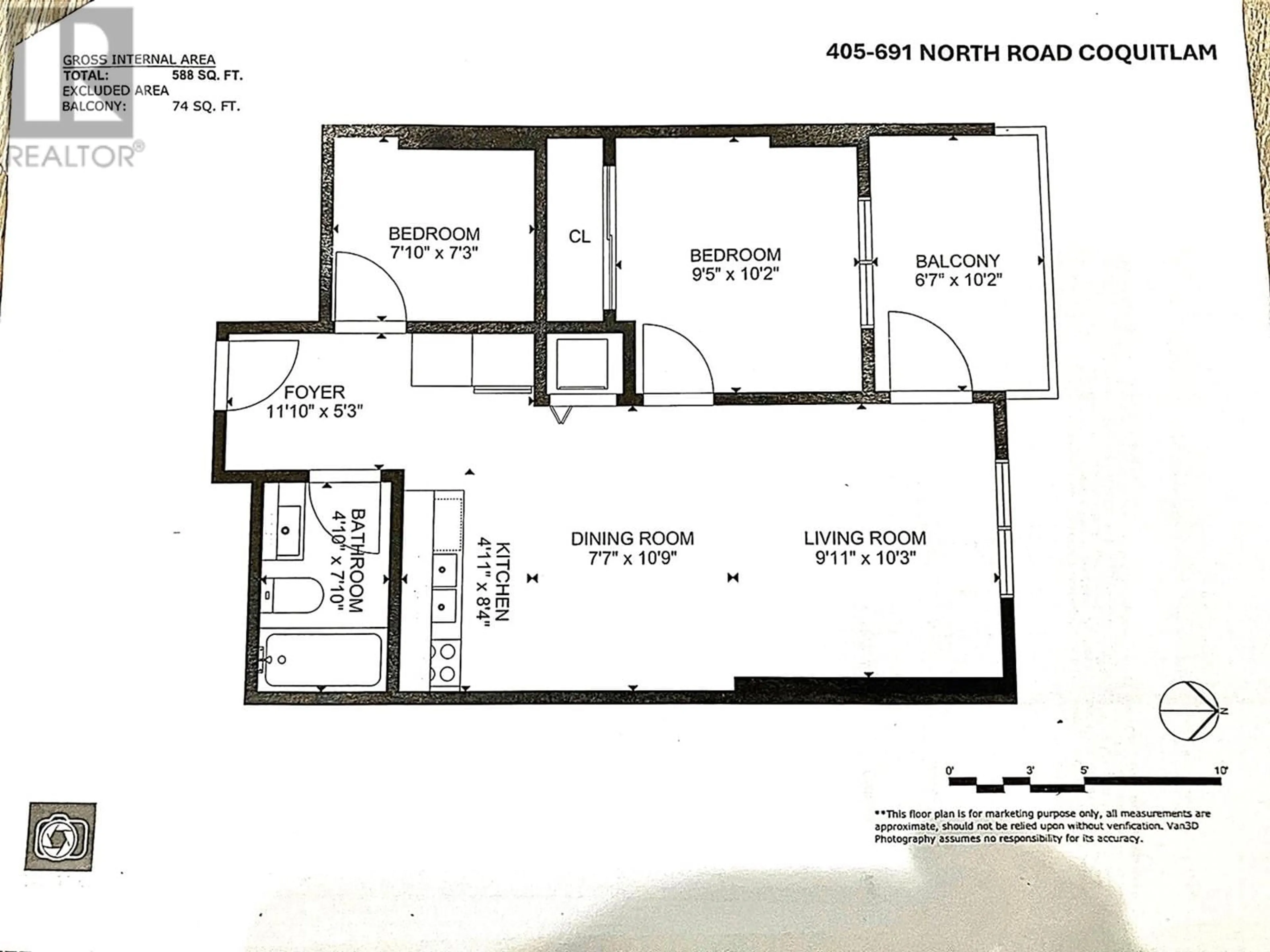 Floor plan for 405 - 691 NORTH ROAD, Coquitlam British Columbia V3J0H9