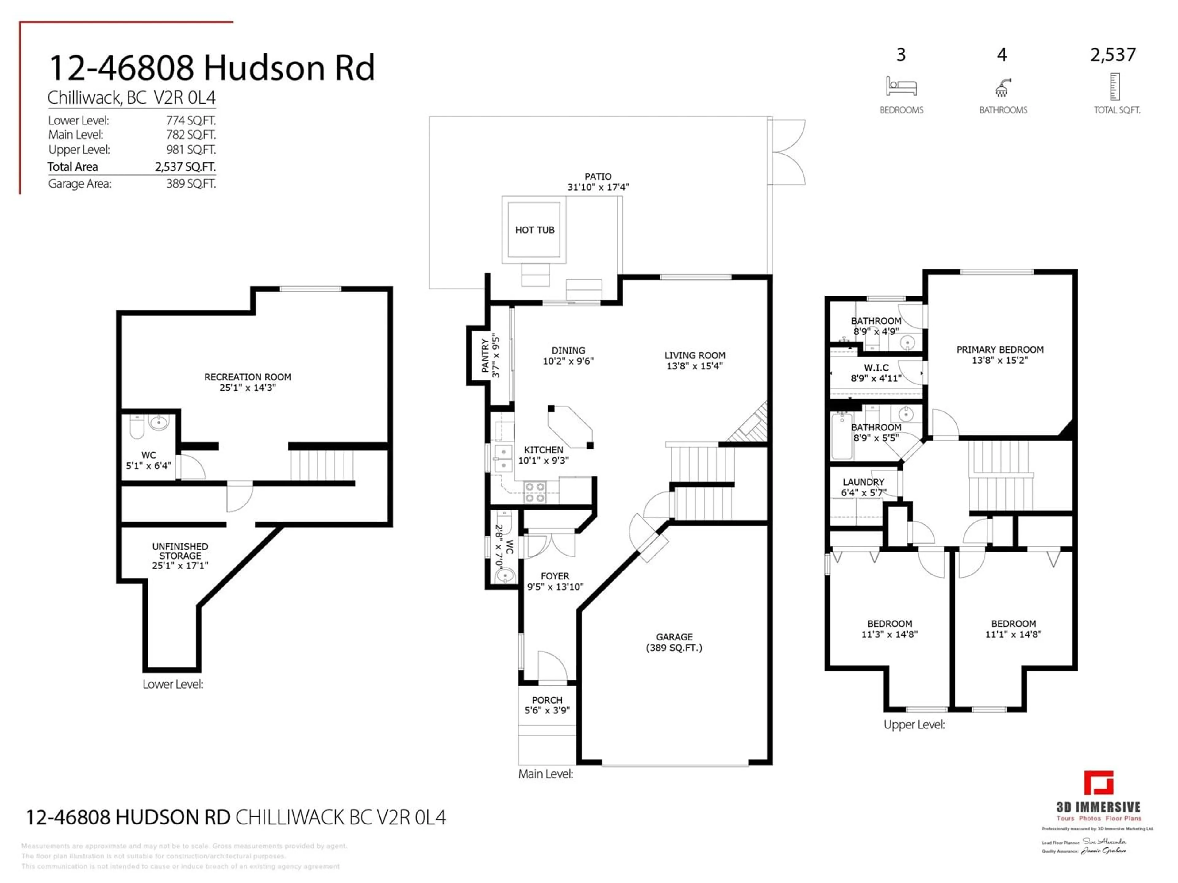 Floor plan for 12 - 46808 HUDSON ROAD, Chilliwack British Columbia V2R0L4
