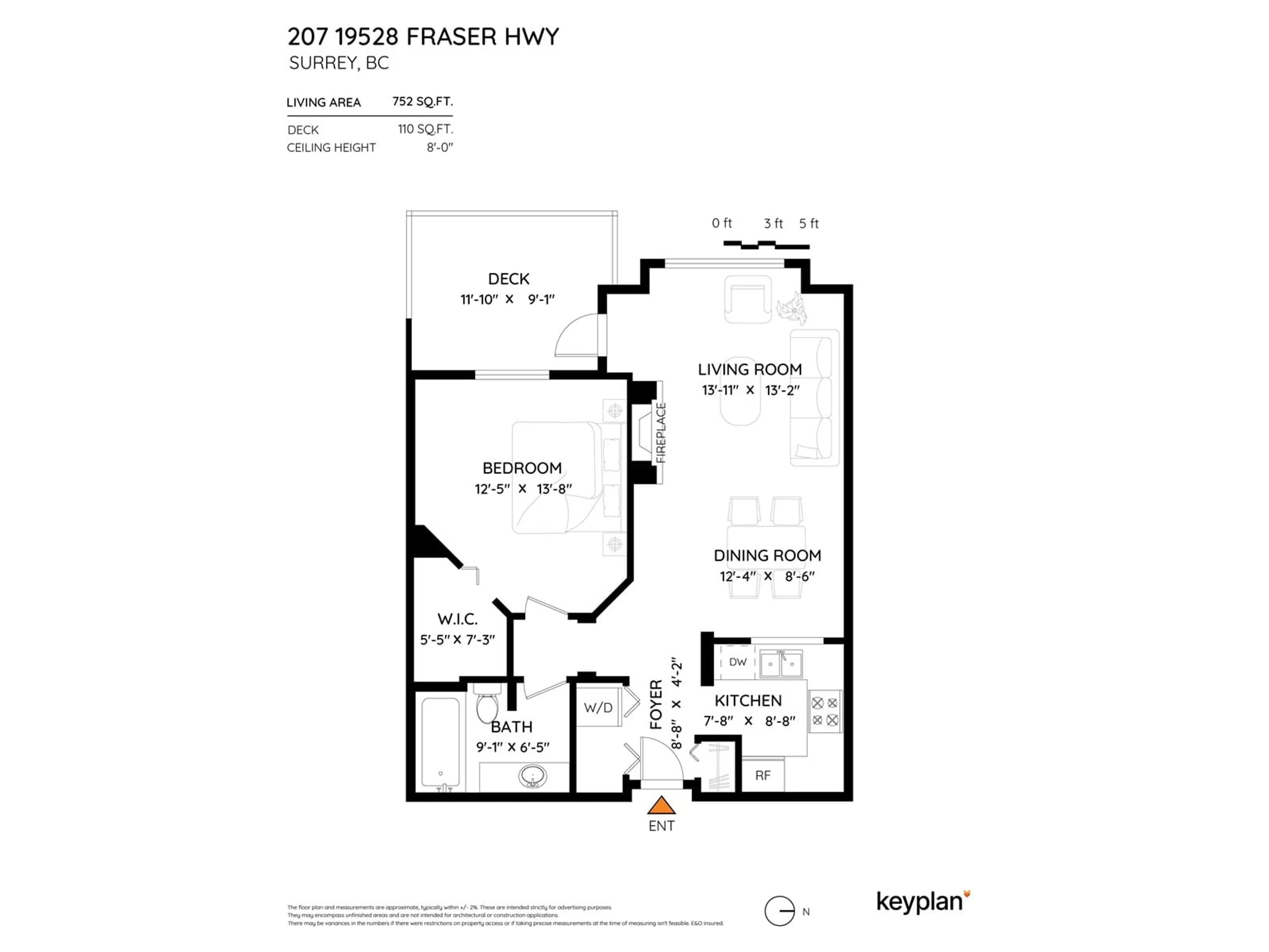Floor plan for 207 - 19528 FRASER, Surrey British Columbia V3S8P4