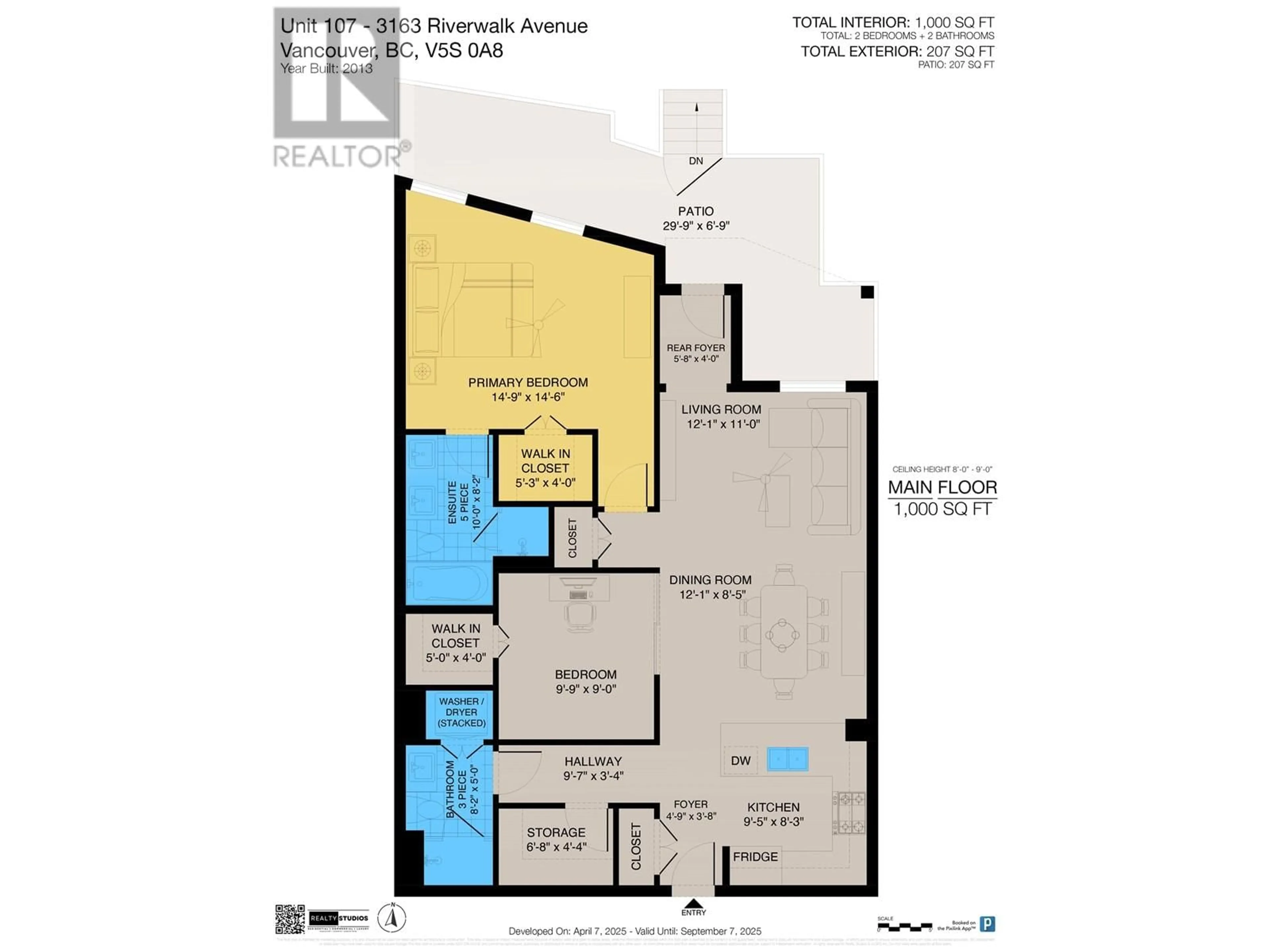 Floor plan for 107 - 3163 RIVERWALK AVENUE, Vancouver British Columbia V5S0A8
