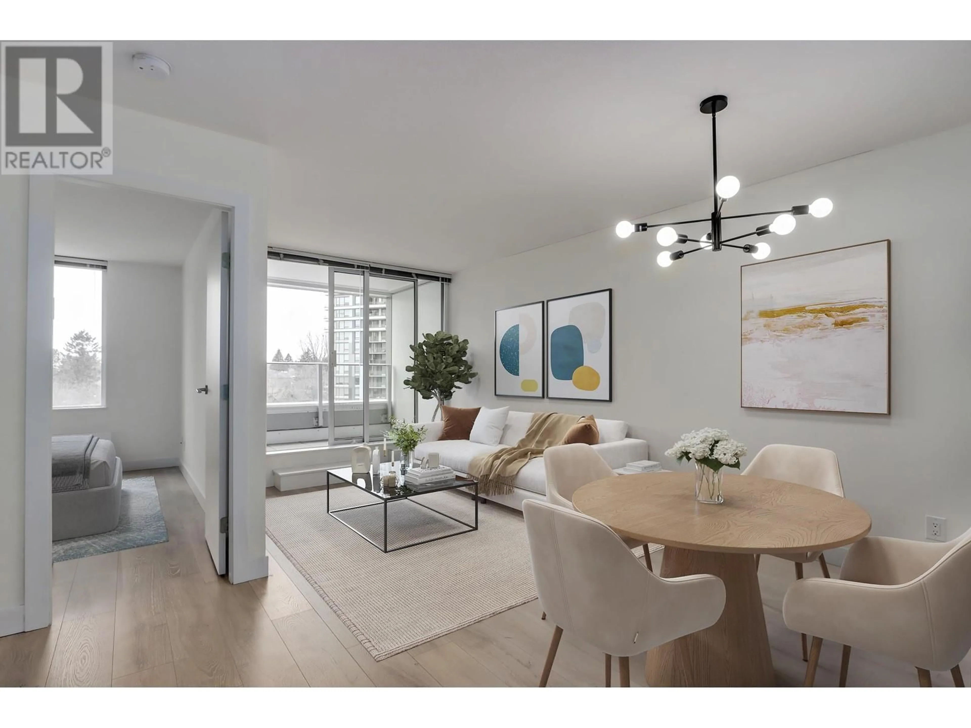 Living room with furniture, wood/laminate floor for 706 - 489 INTERURBAN WAY, Vancouver British Columbia V5X0C7