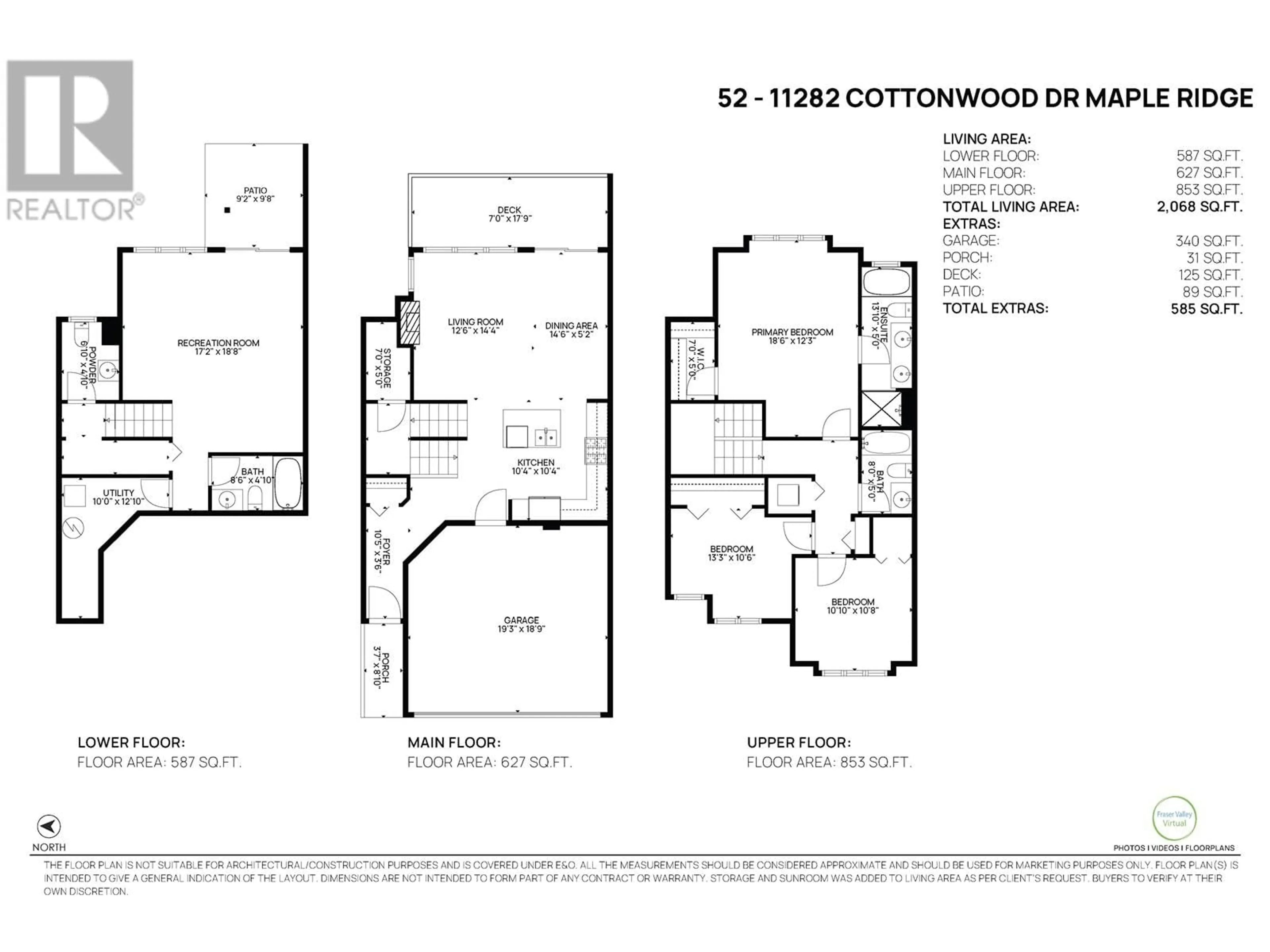 Floor plan for 52 - 11282 COTTONWOOD DRIVE, Maple Ridge British Columbia V2X8W8