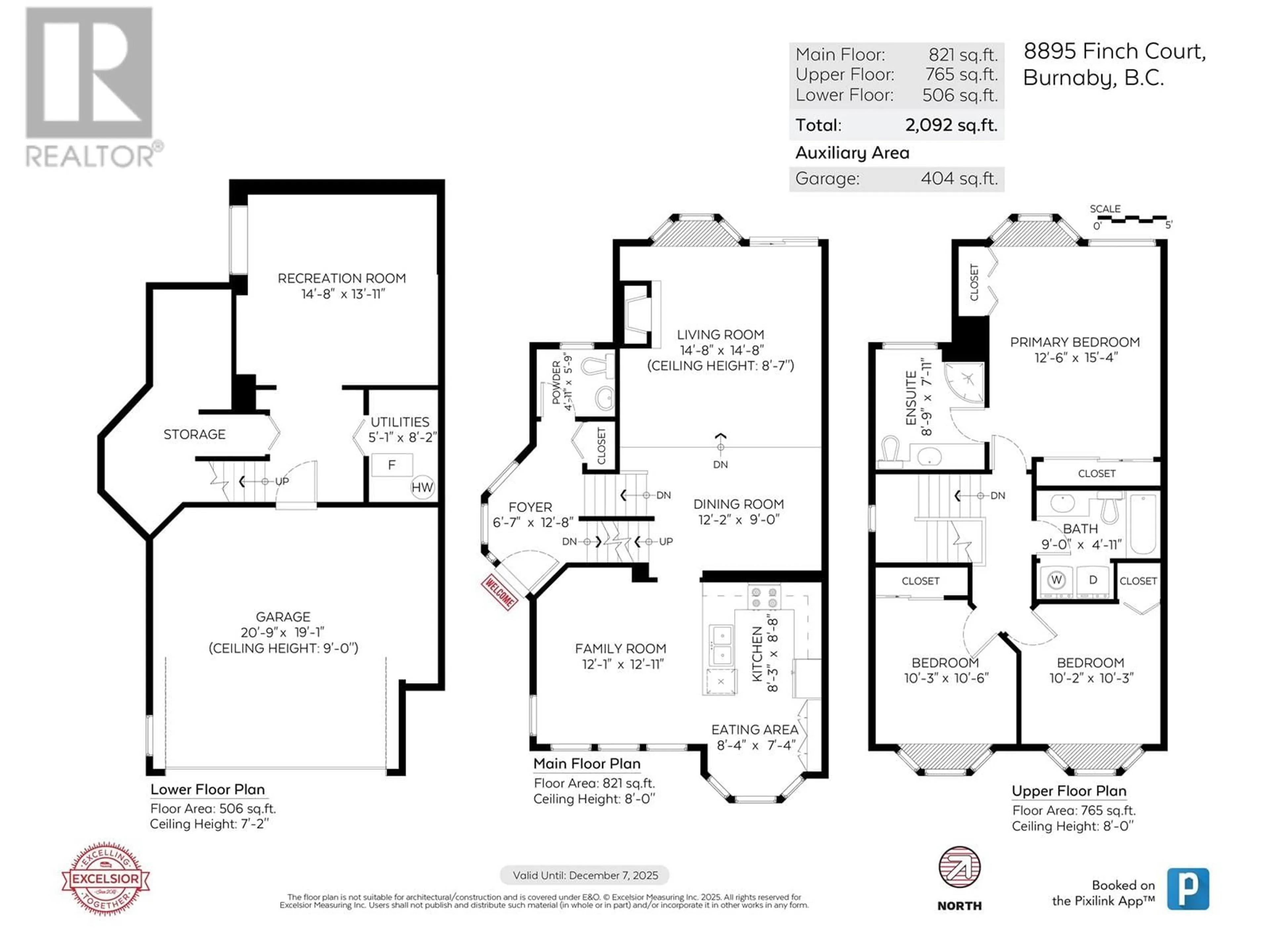 Floor plan for 8895 FINCH COURT, Burnaby British Columbia V5A4K6