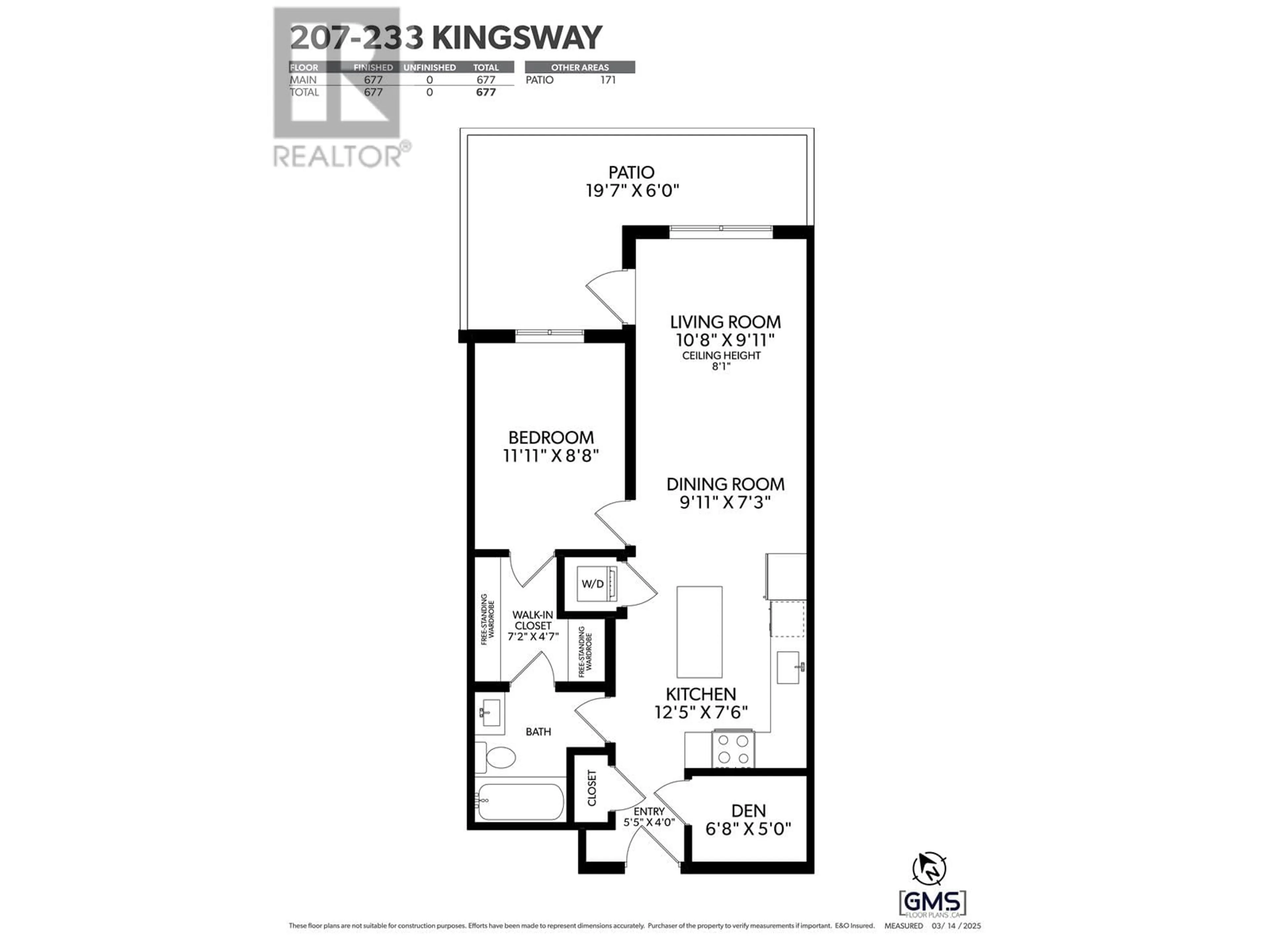 Floor plan for 207 - 233 KINGSWAY, Vancouver British Columbia V5T3J5