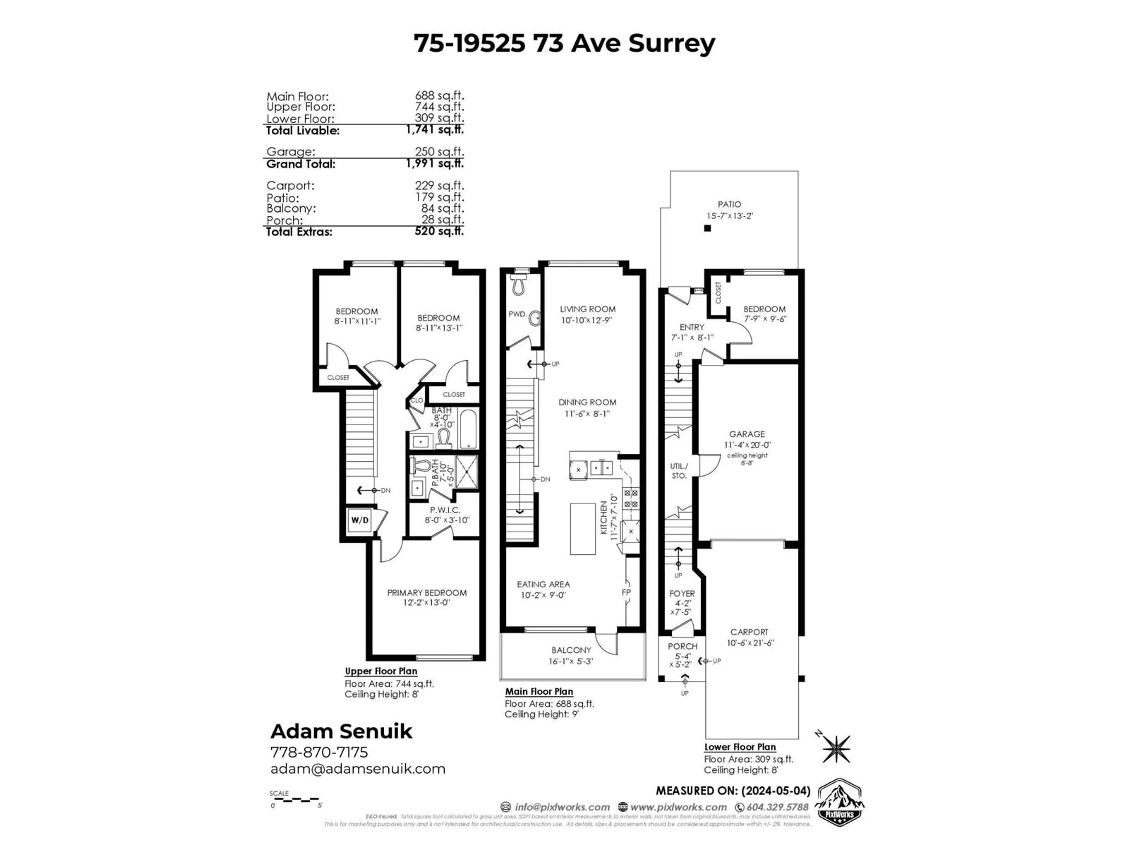 Floor plan for 75 - 19525 73, Surrey British Columbia V4N6L7