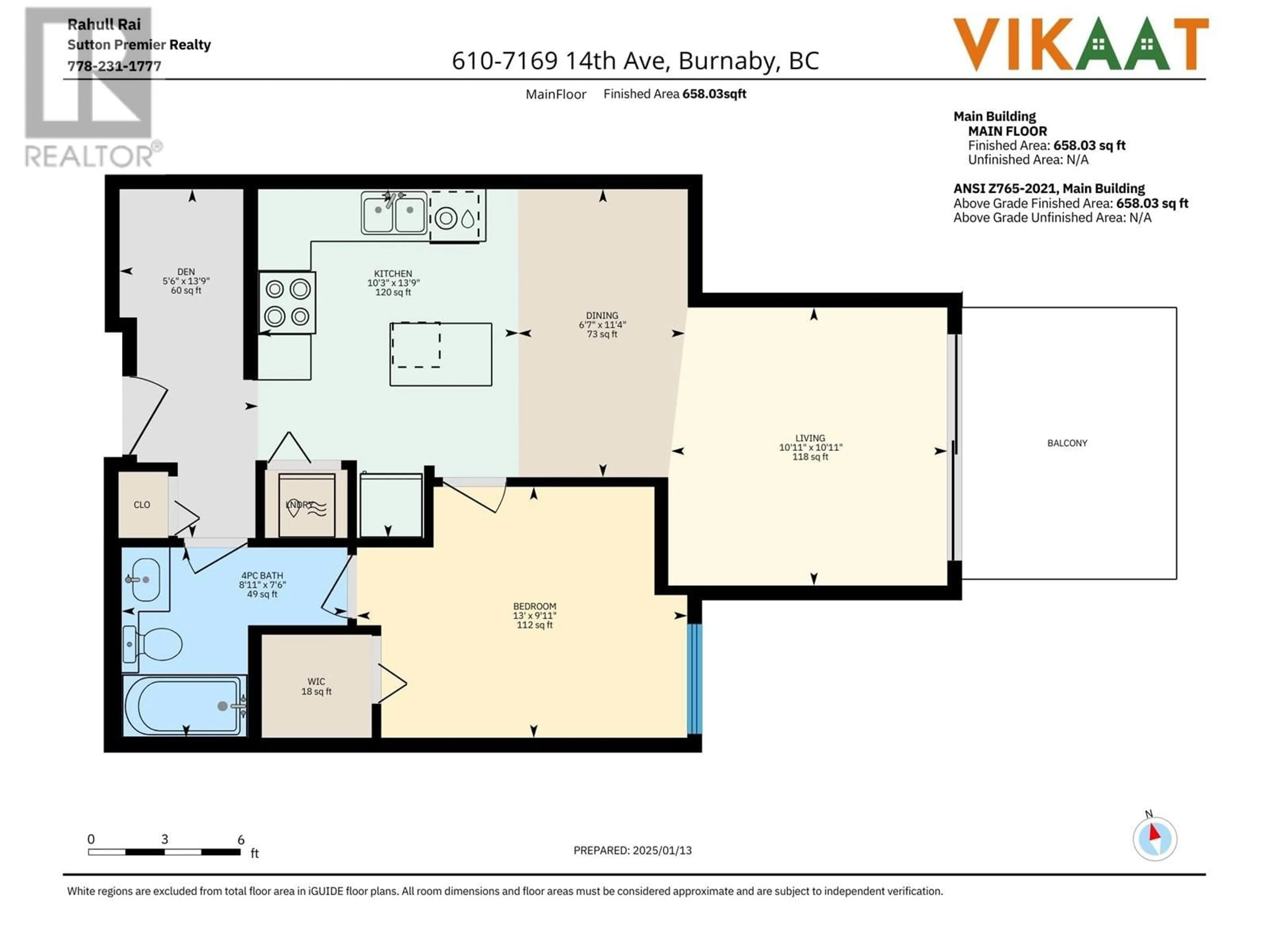 Floor plan for 610 - 7169 14TH AVENUE, Burnaby British Columbia V3N0H6