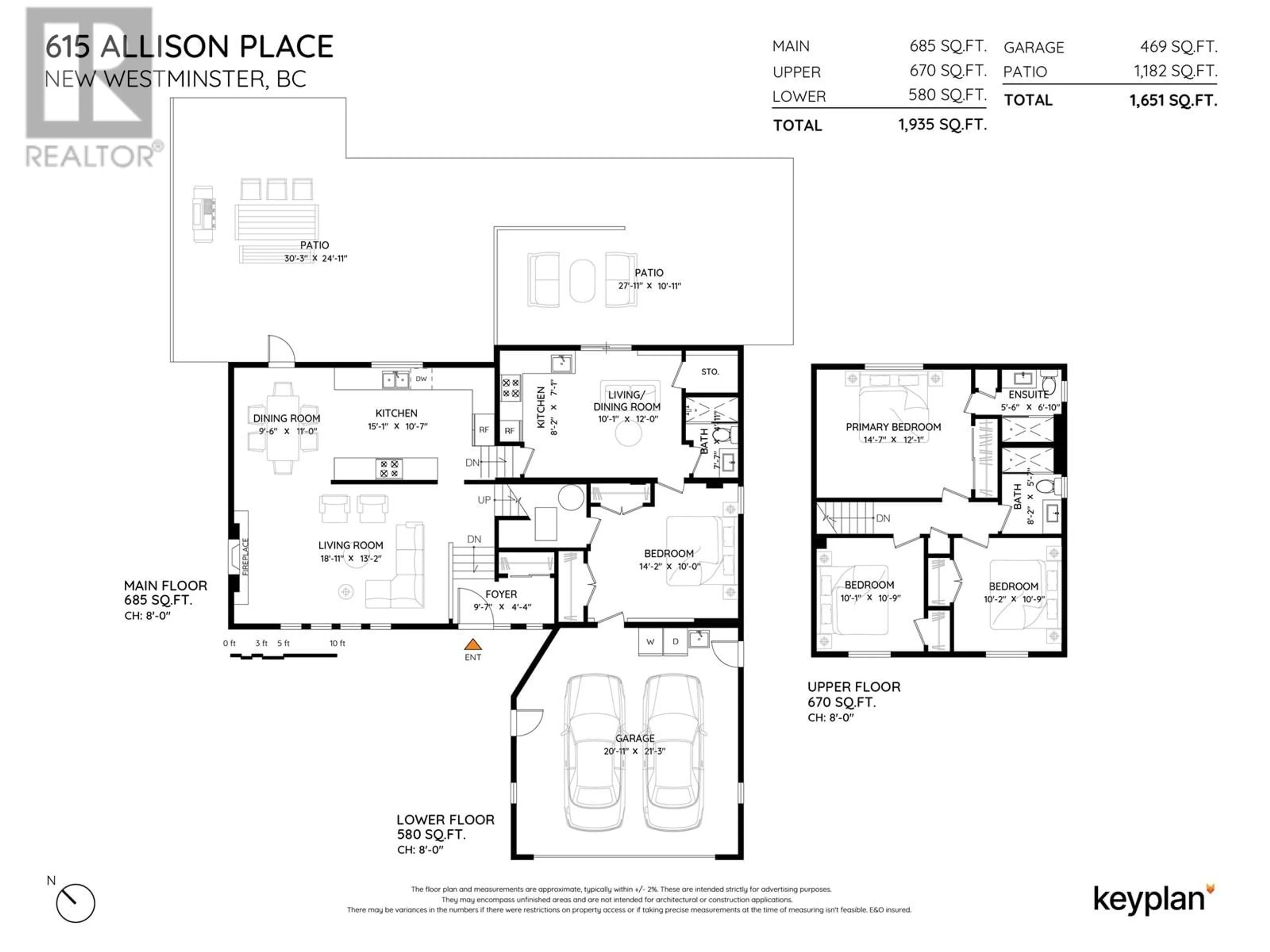 Floor plan for 615 ALLISON PLACE, New Westminster British Columbia V3L5C1