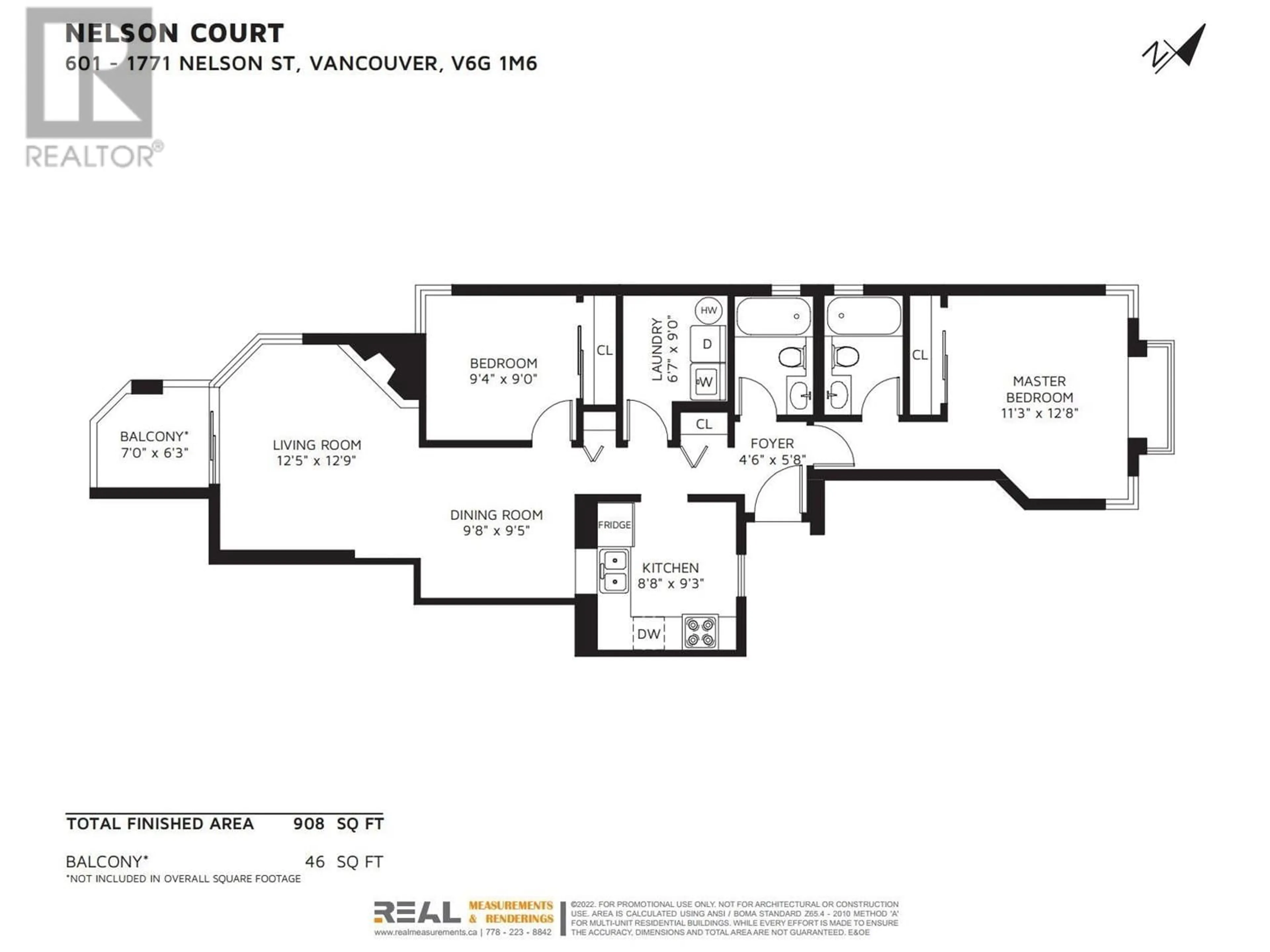 Floor plan for 601 - 1771 NELSON STREET, Vancouver British Columbia V6G1M6