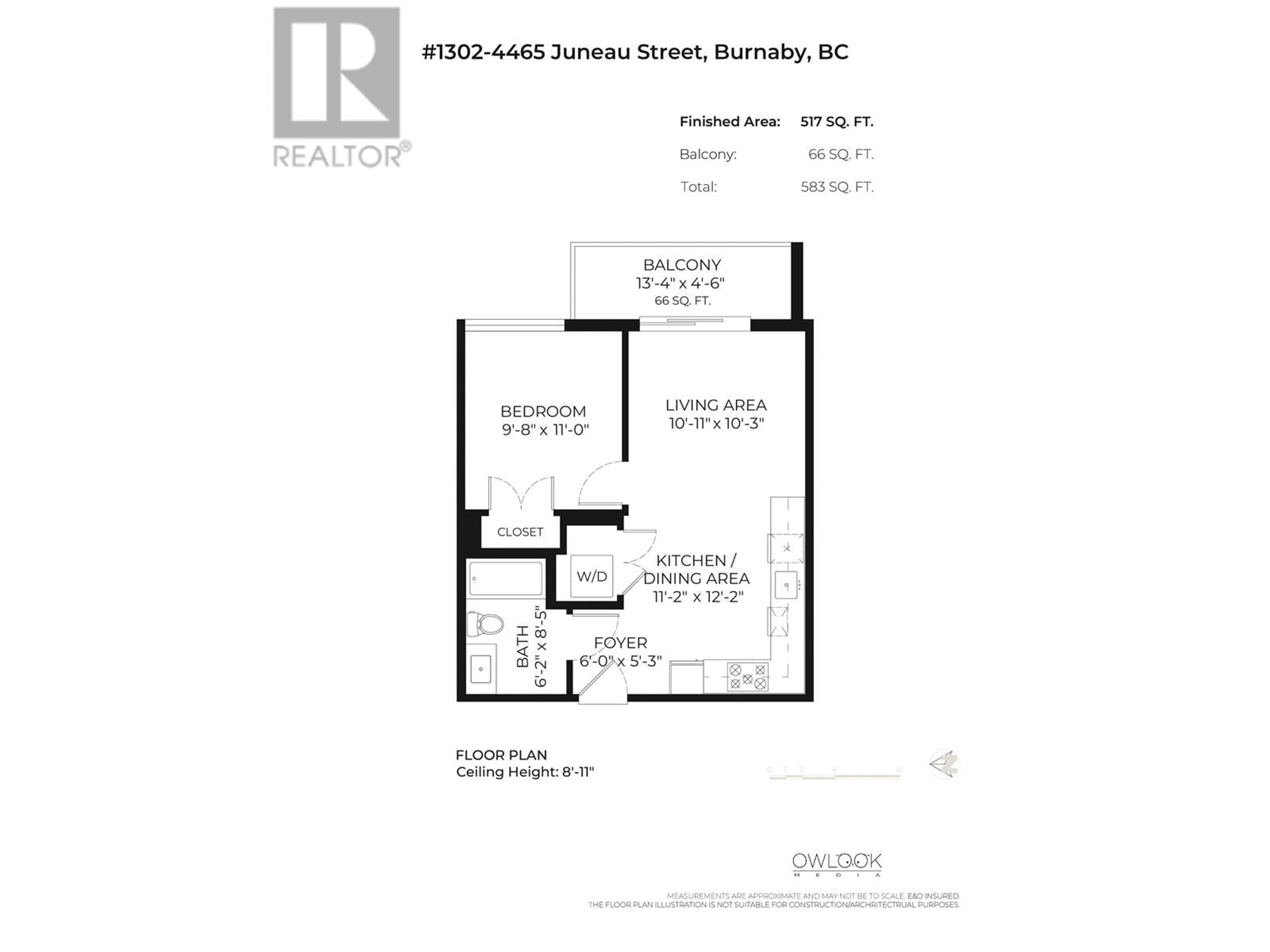 Floor plan for 1302 - 4465 JUNEAU STREET, Burnaby British Columbia V5C0L8