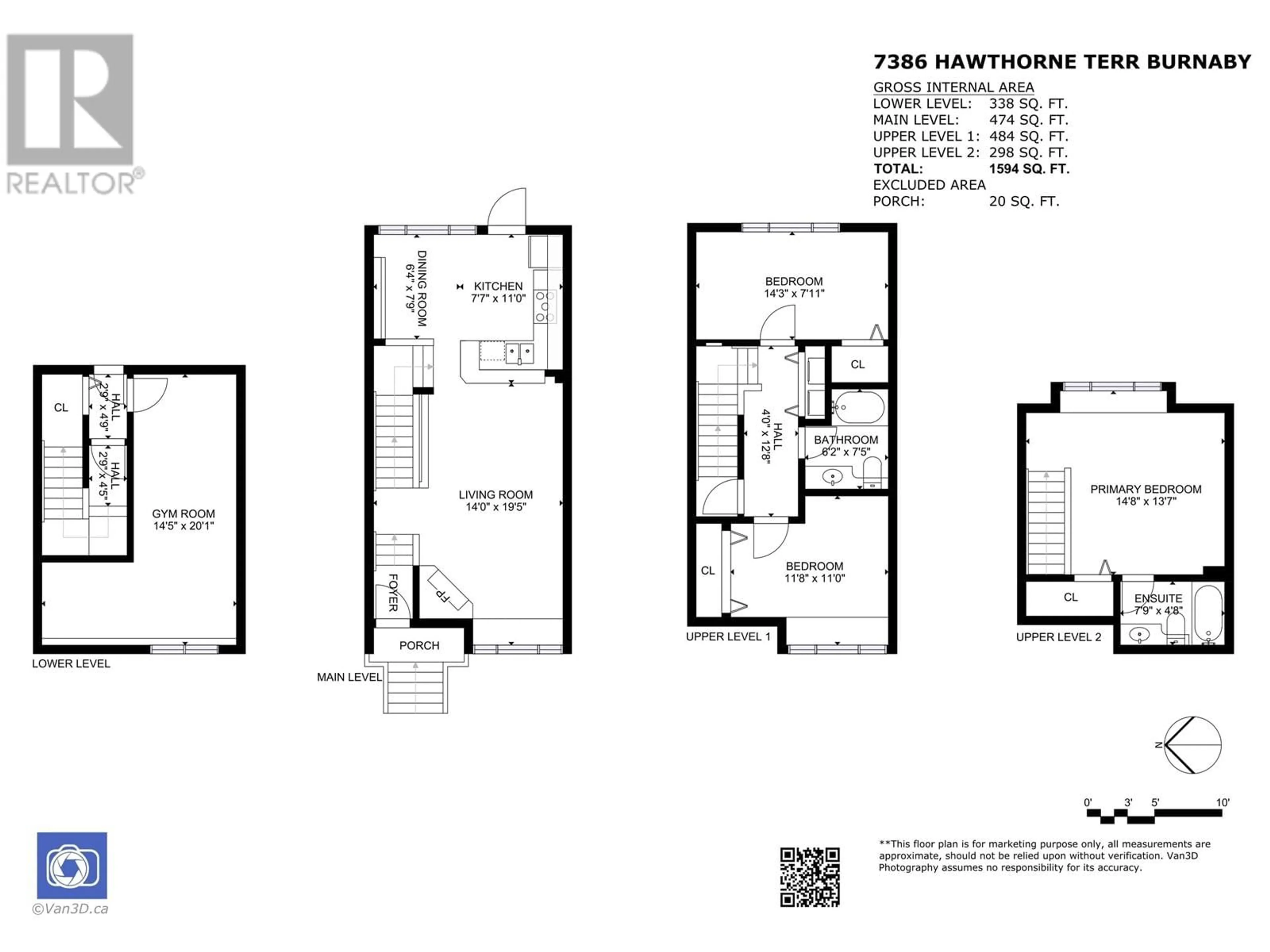 Floor plan for 7386 HAWTHORNE TERRACE, Burnaby British Columbia V5E4M4
