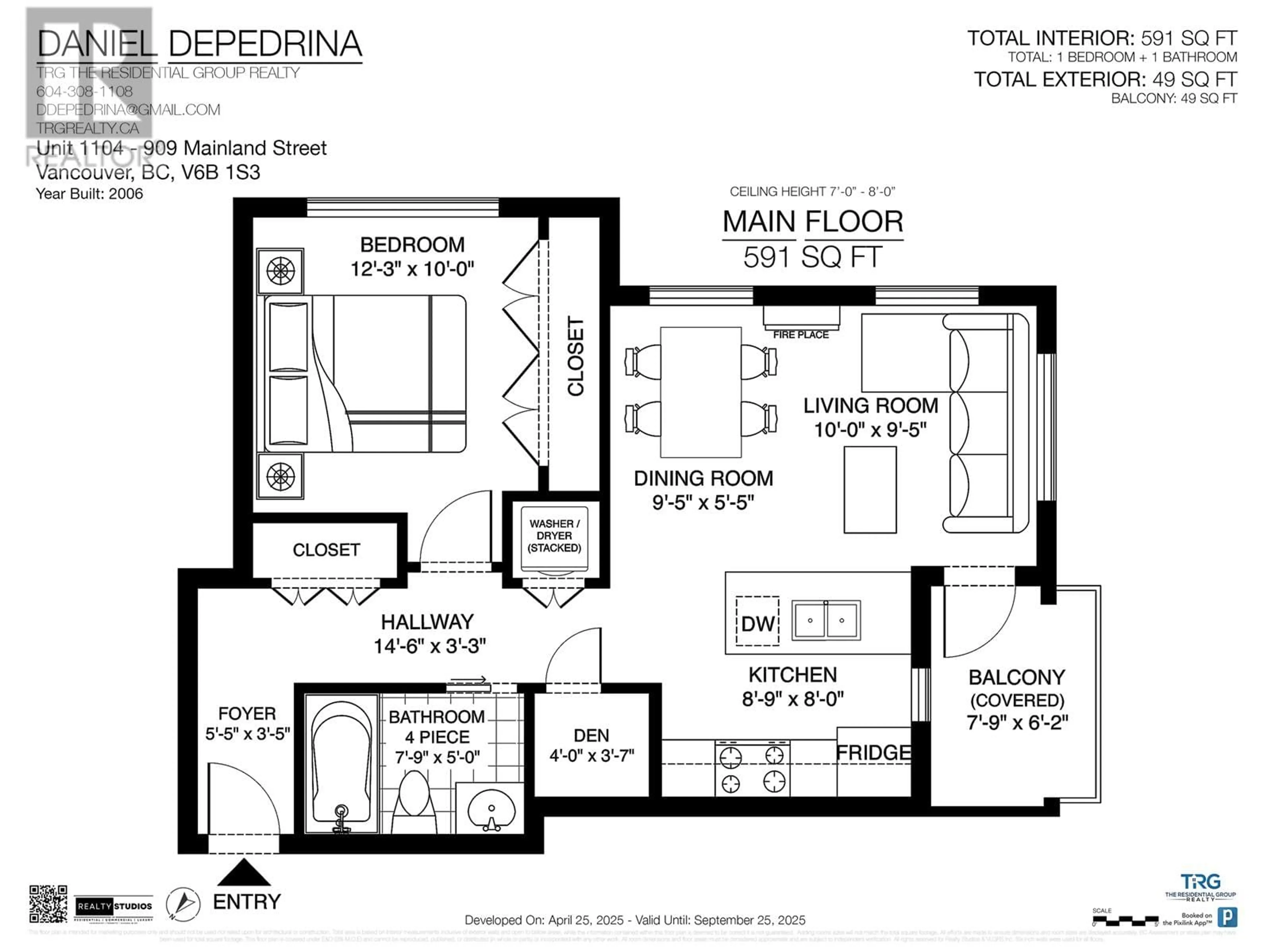 Floor plan for 1104 - 909 MAINLAND STREET, Vancouver British Columbia V6B1S3