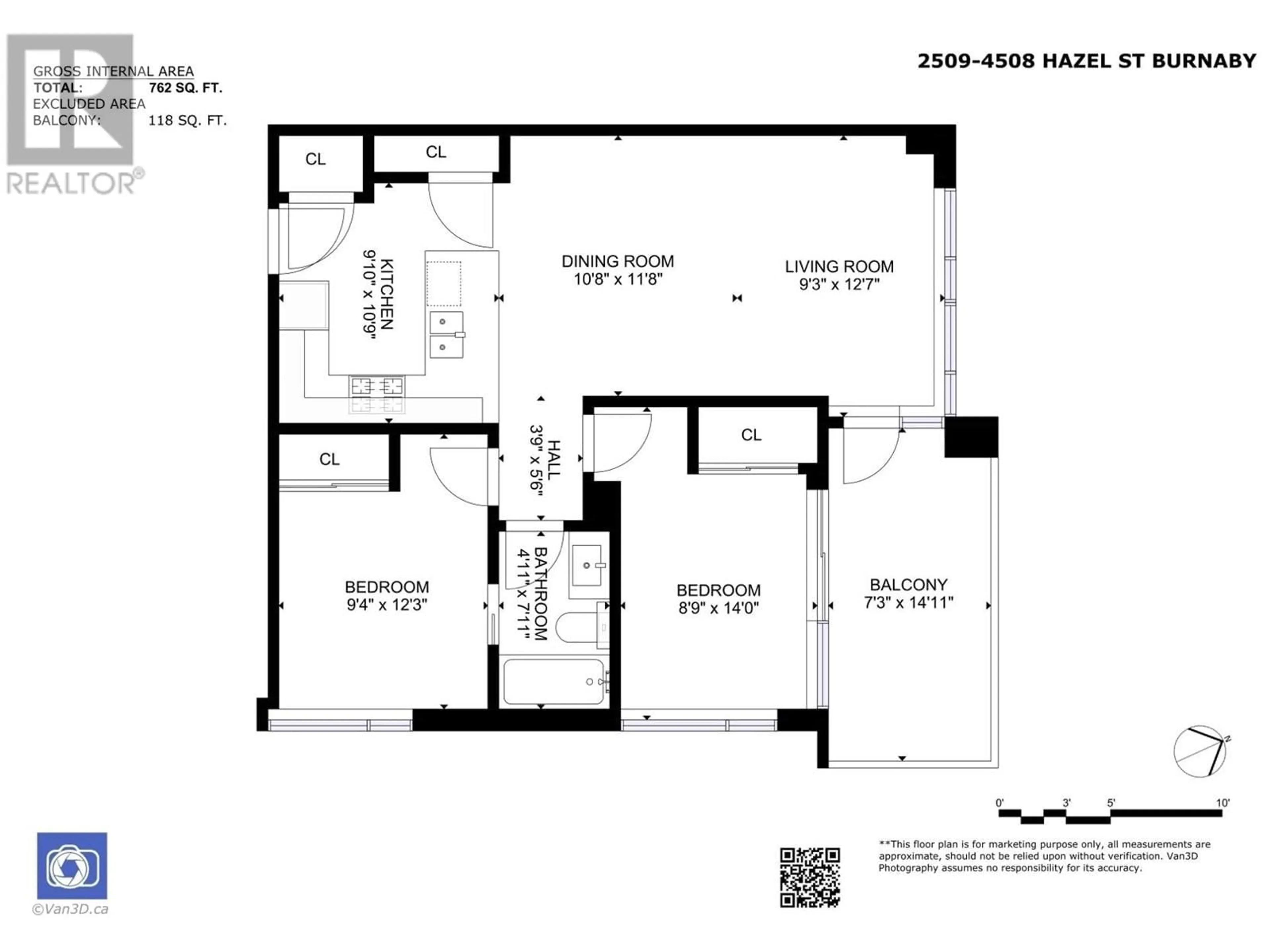 Floor plan for 2509 - 4508 HAZEL STREET, Burnaby British Columbia V5H0E4