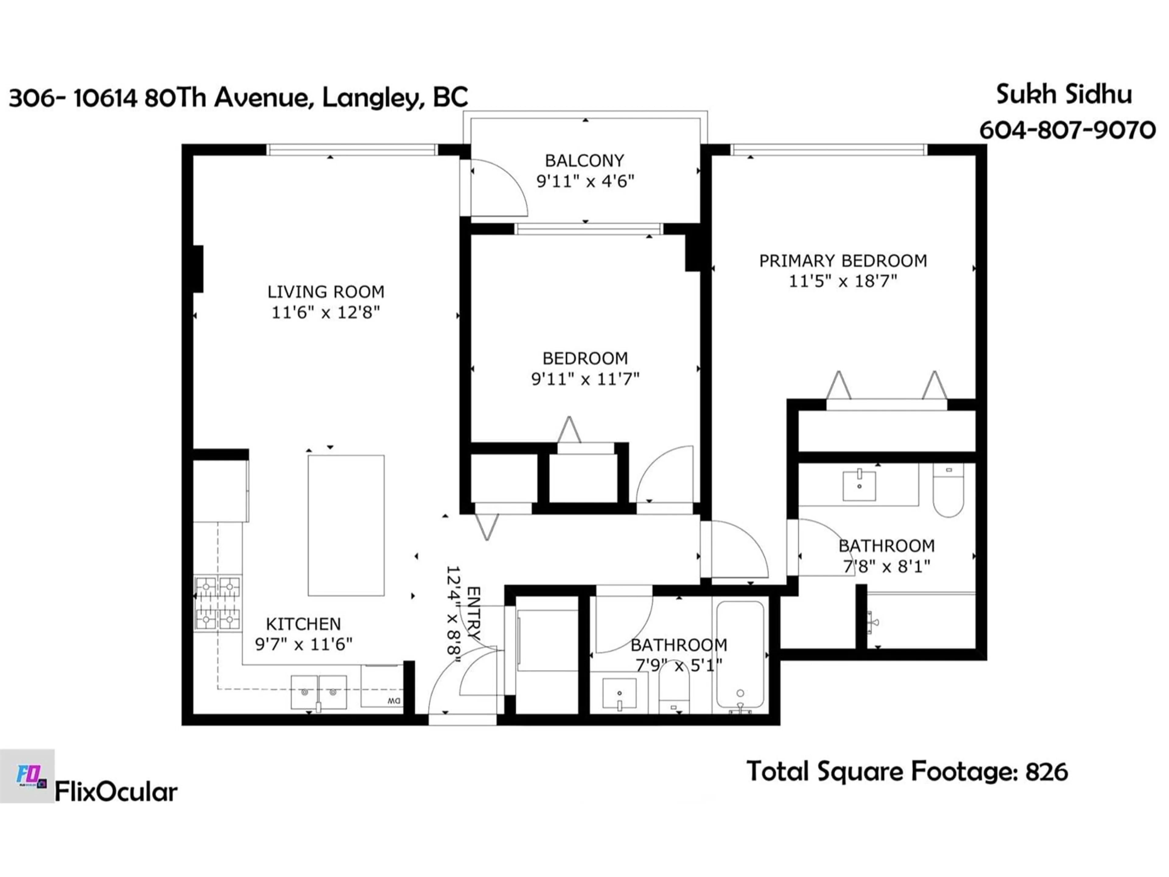 Floor plan for 306 - 20614 80, Langley British Columbia V2Y3W7