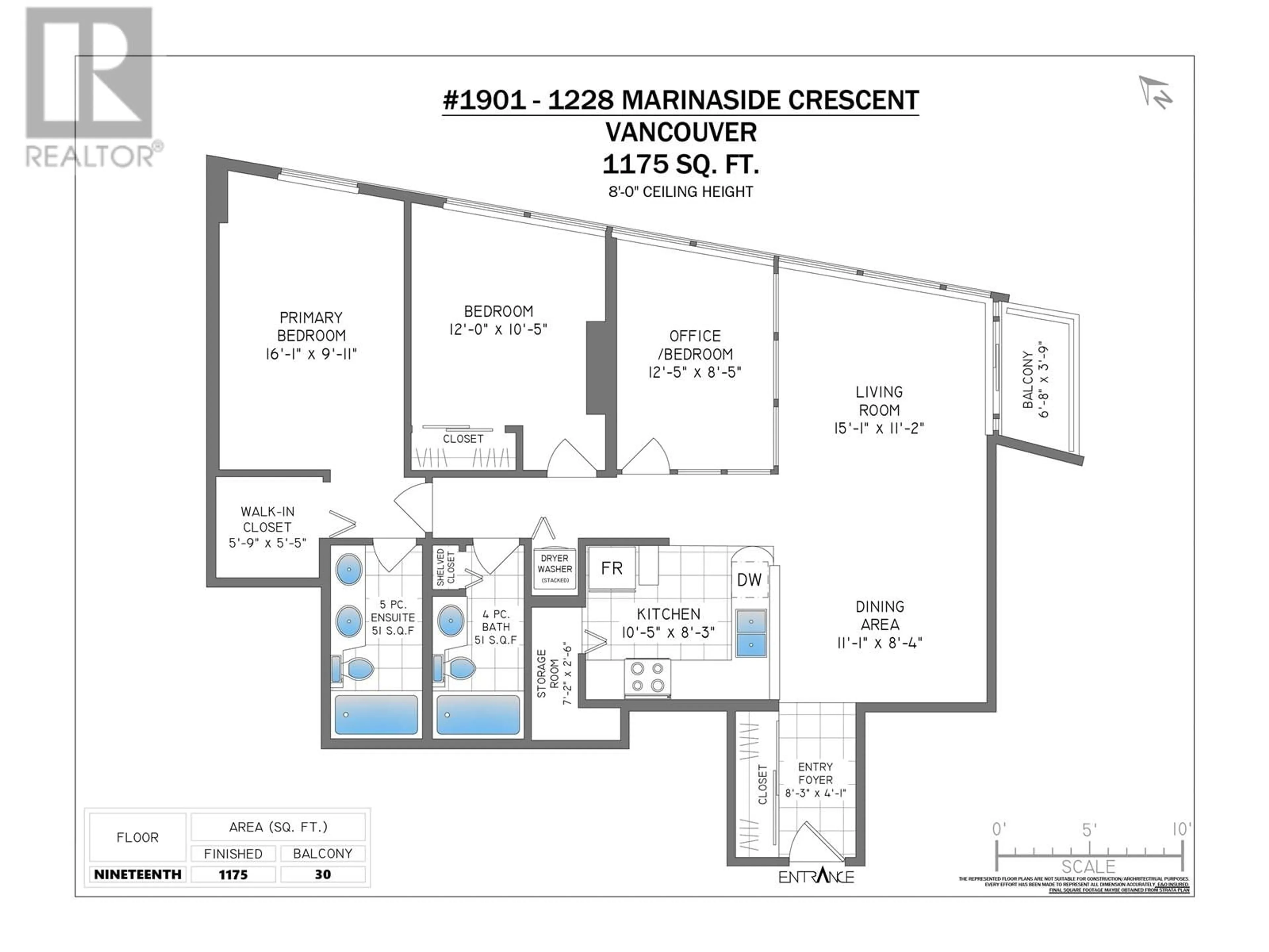 Floor plan for 1901 - 1228 MARINASIDE CRESCENT, Vancouver British Columbia V5S2L7