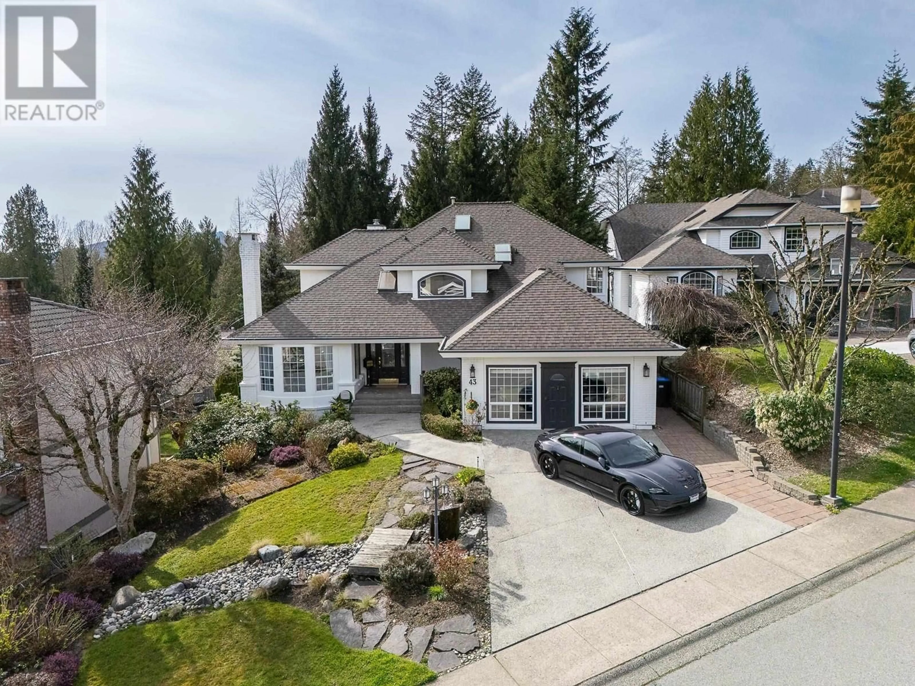A pic from outside/outdoor area/front of a property/back of a property/a pic from drone, street for 43 WILDWOOD DRIVE, Port Moody British Columbia V3H4M6