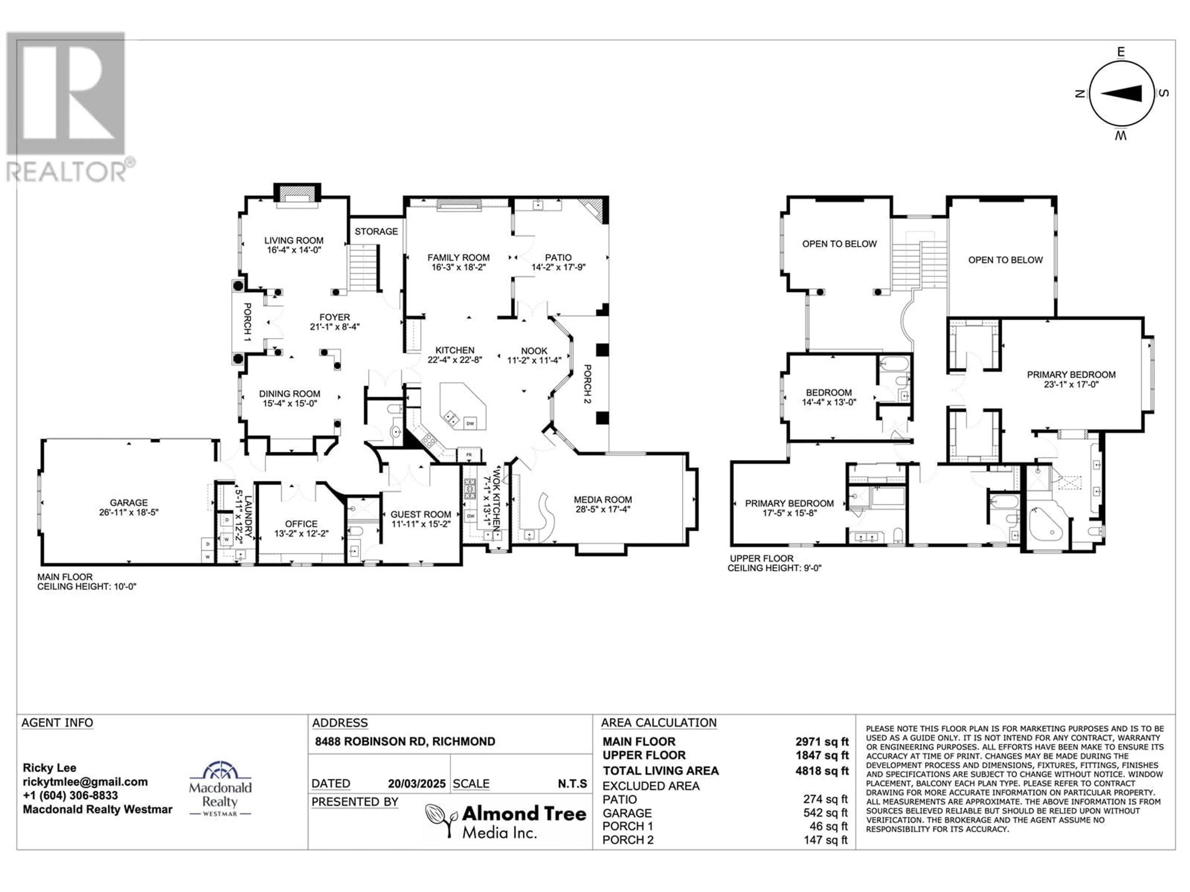 Floor plan for 8488 ROBINSON ROAD, Richmond British Columbia V6Y1B5