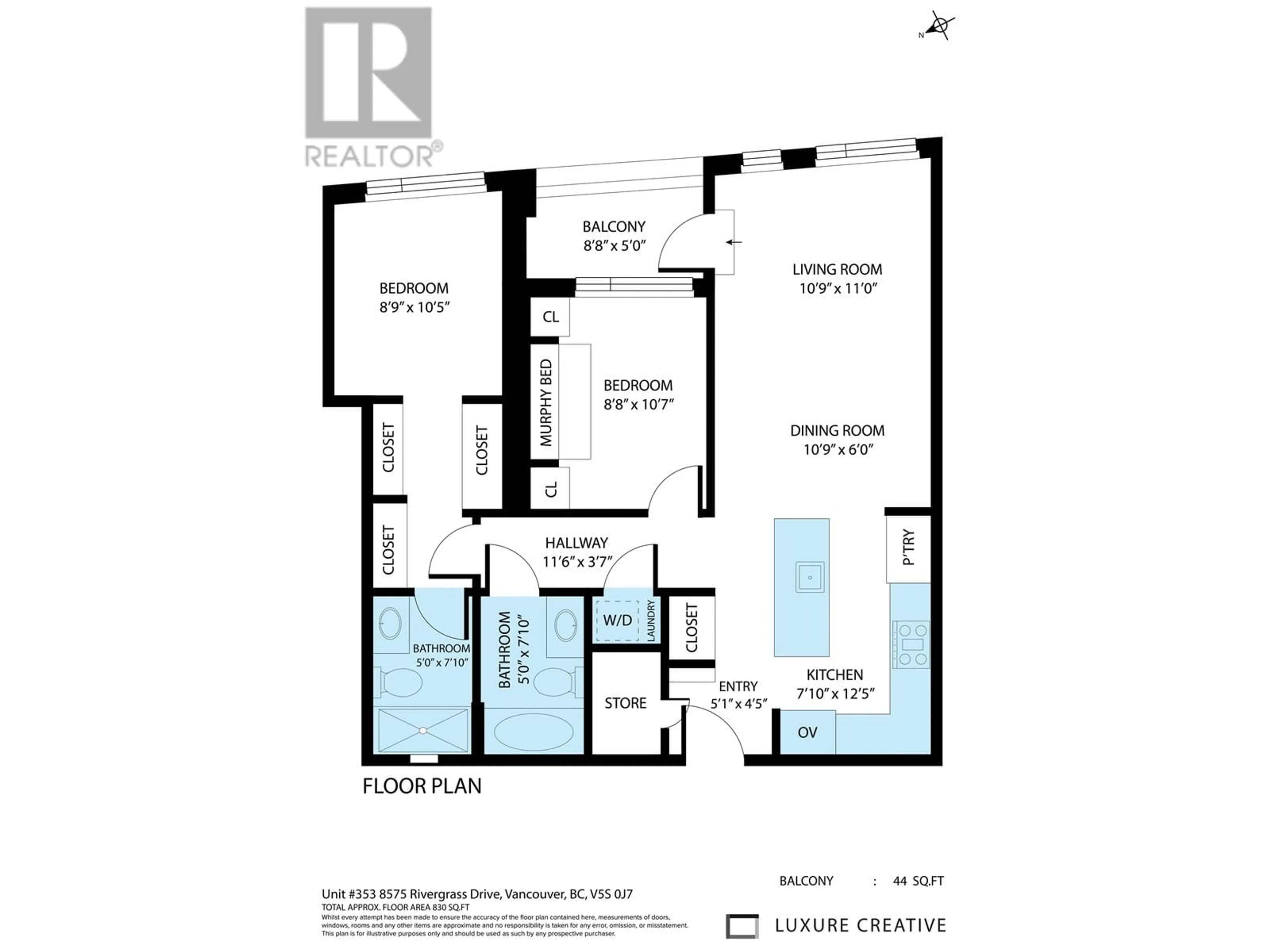 Floor plan for 353 - 8575 RIVERGRASS DRIVE, Vancouver British Columbia V5S0J7