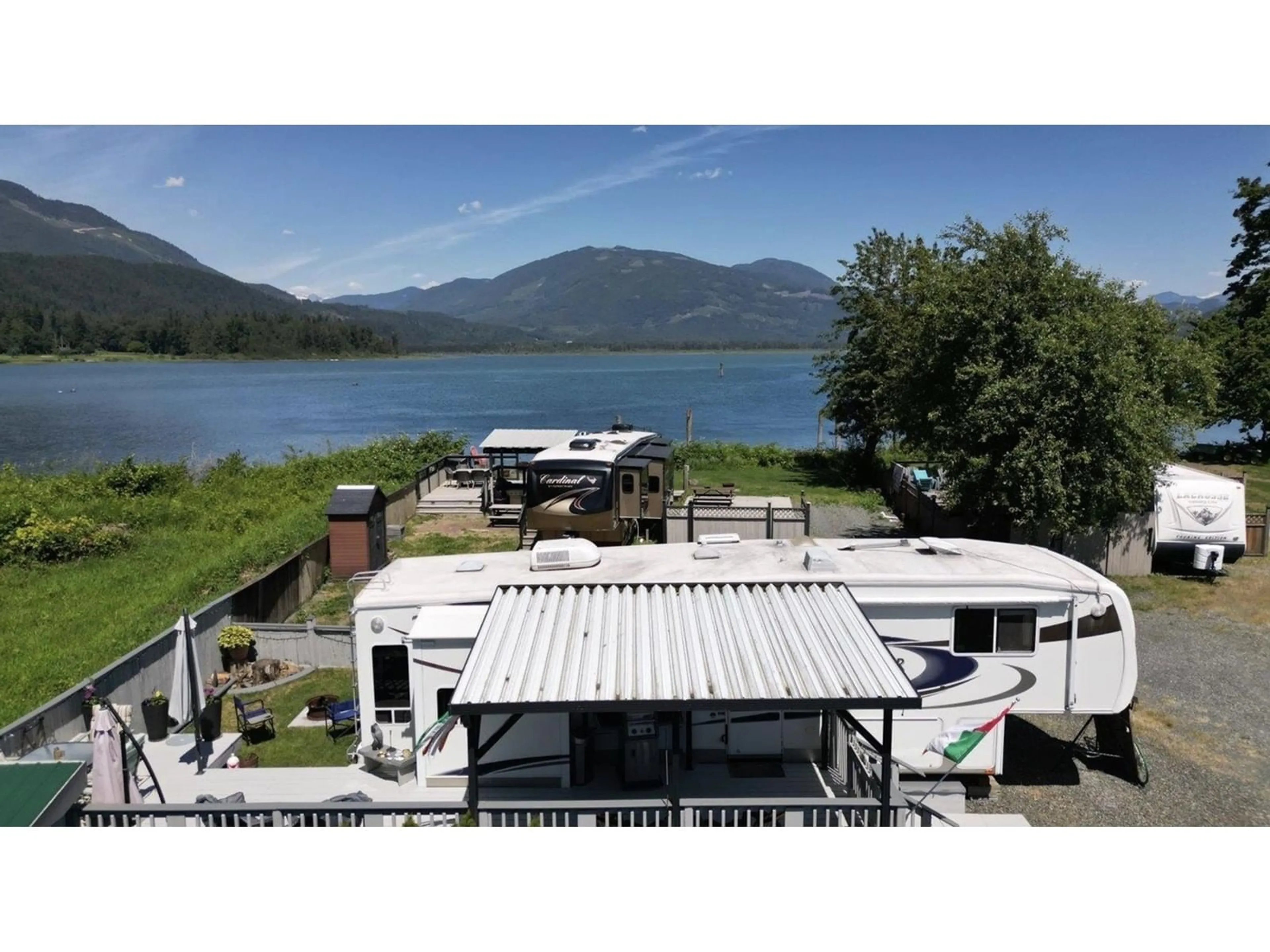 A pic from outside/outdoor area/front of a property/back of a property/a pic from drone, water/lake/river/ocean view for 31 - 1201 KENNEDY ROAD, Harrison Mills British Columbia V0M1L0