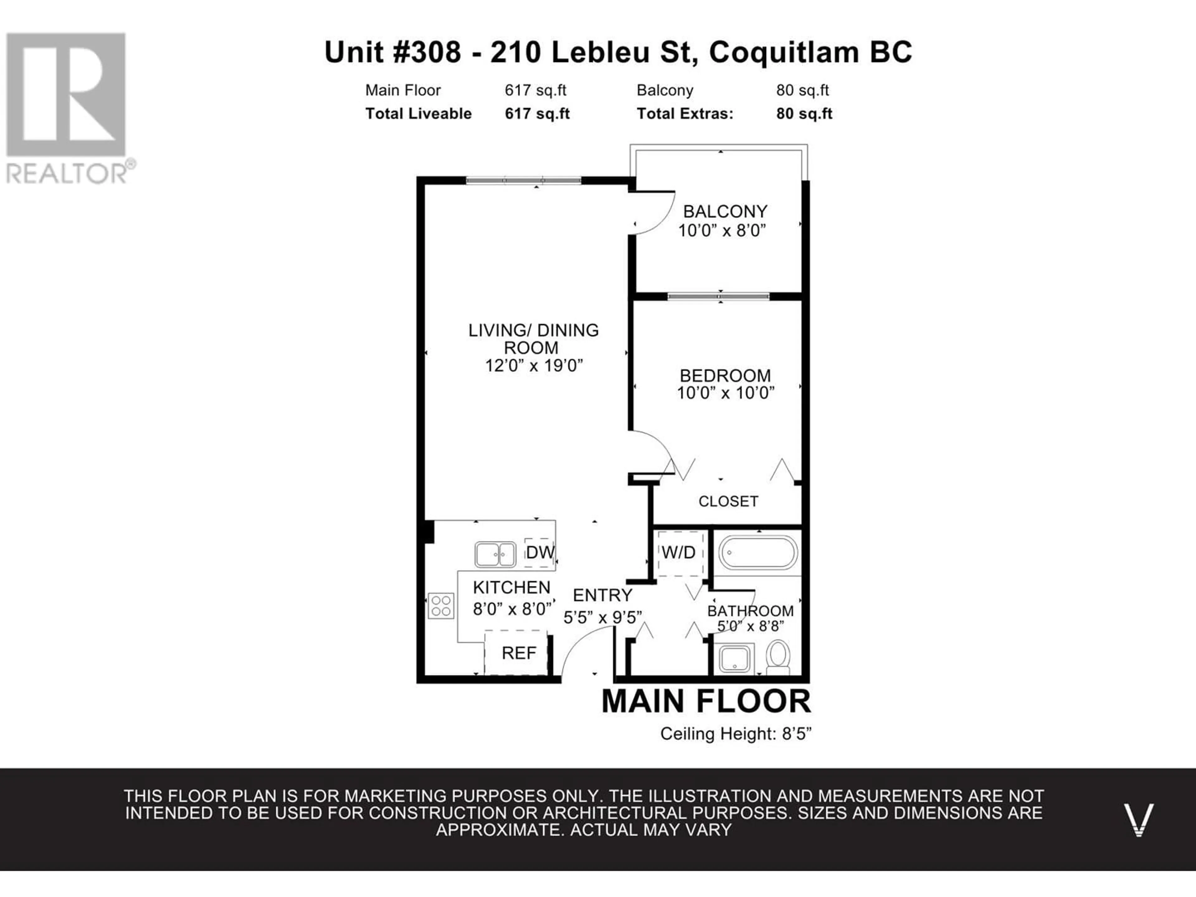 Floor plan for 308 - 210 LEBLEU STREET, Coquitlam British Columbia V3K4L6