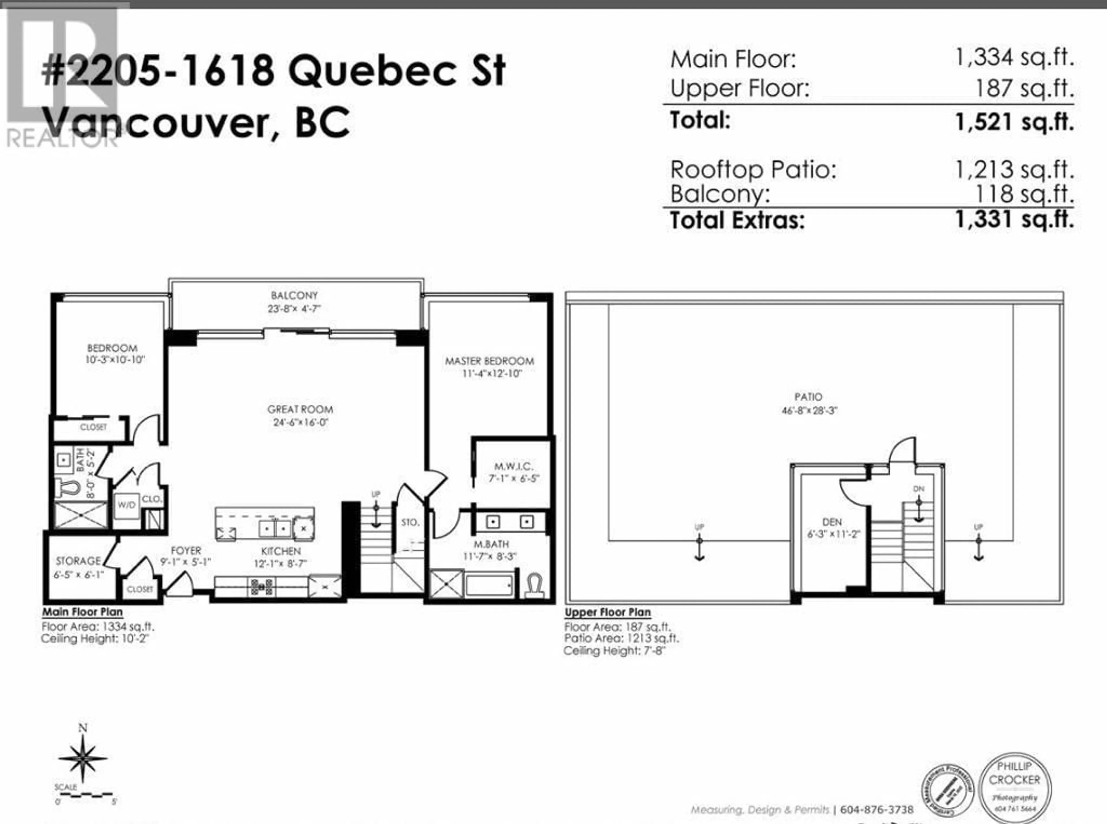 Floor plan for 2205 - 1618 QUEBEC STREET, Vancouver British Columbia V6A0C5