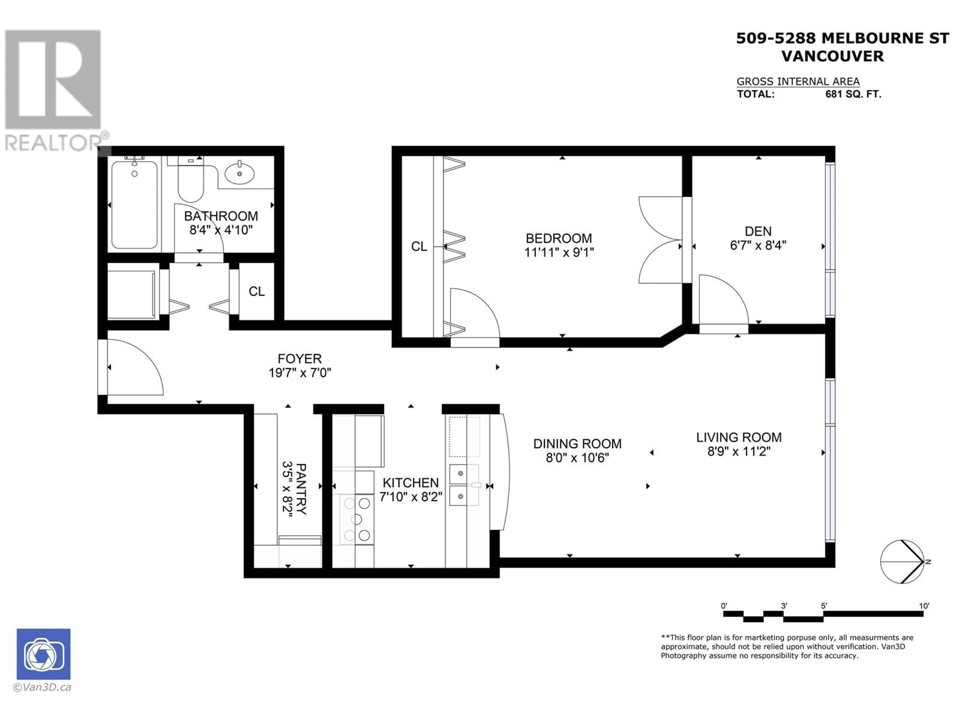 Floor plan for 509 - 5288 MELBOURNE STREET, Vancouver British Columbia V5R6E6