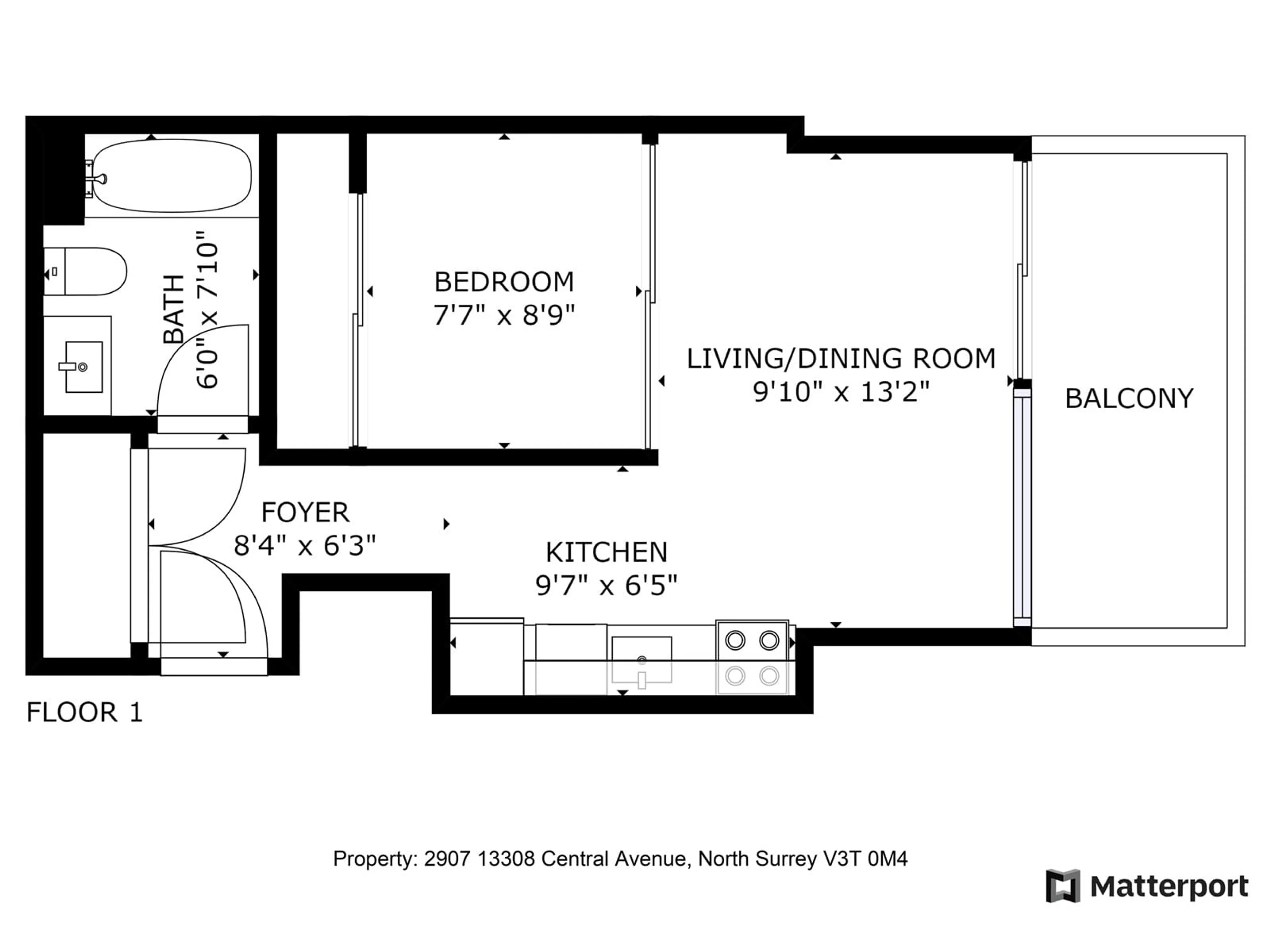 Floor plan for 2907 - 13308 CENTRAL, Surrey British Columbia V3T0M4