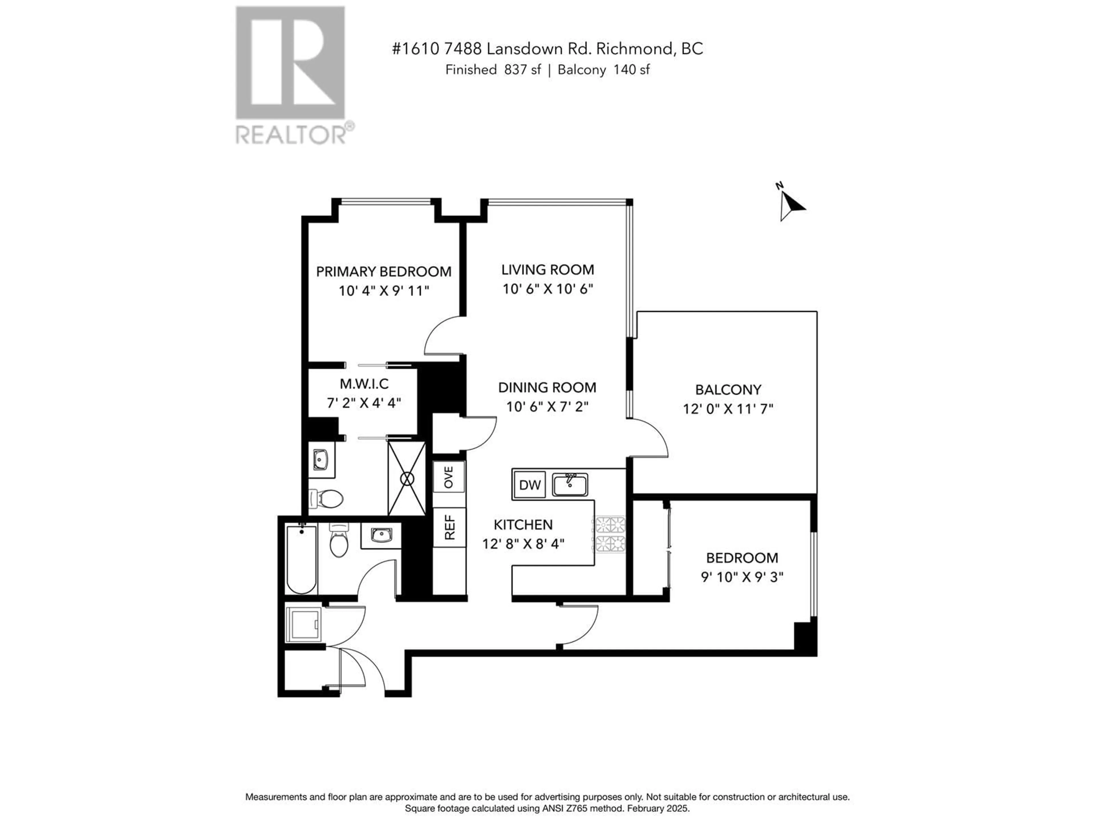 Floor plan for 1610 - 7488 LANSDOWNE ROAD, Richmond British Columbia V7C0B9