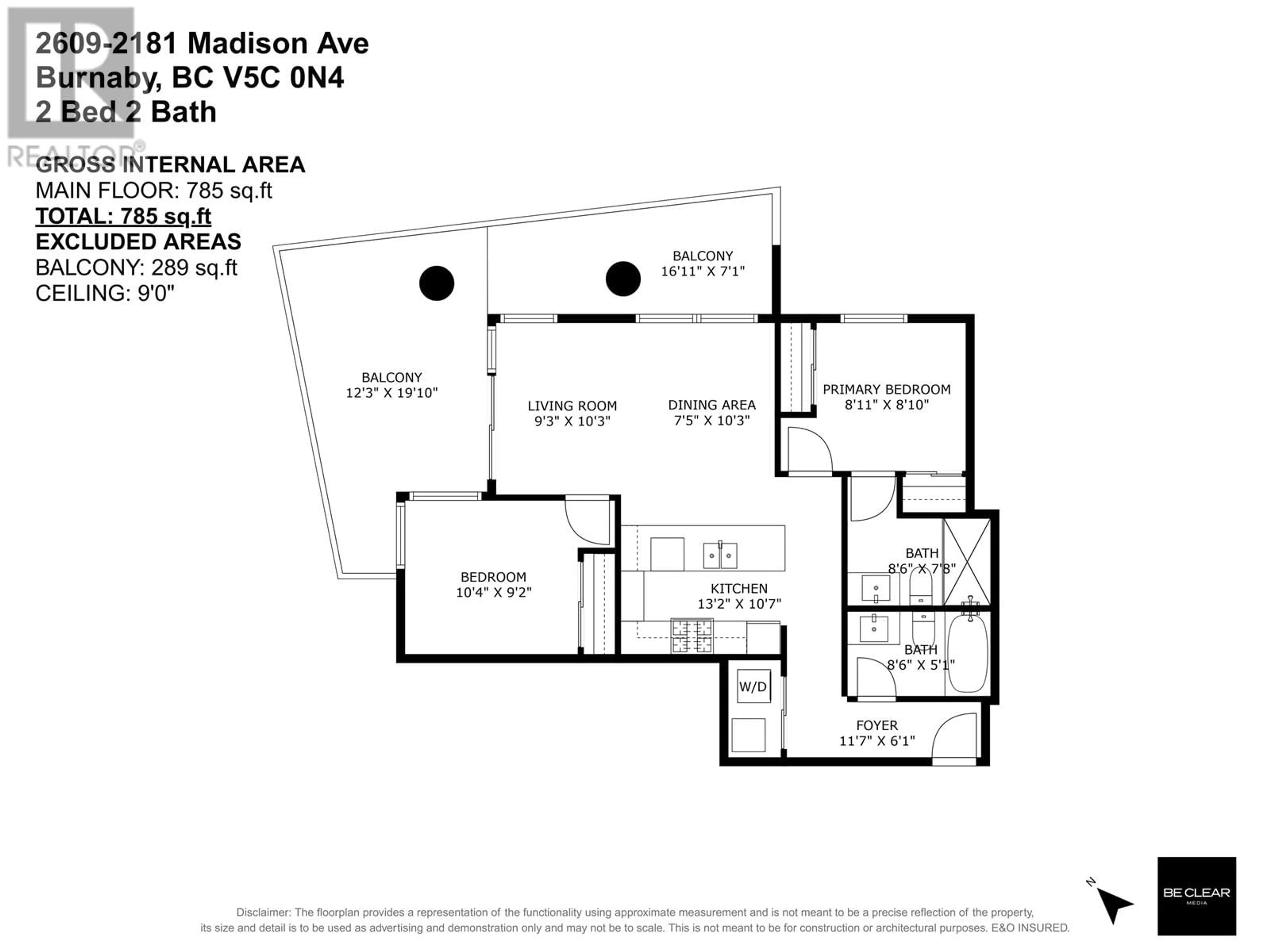 Floor plan for 2609 - 2181 MADISON AVENUE, Burnaby British Columbia V5C0N4