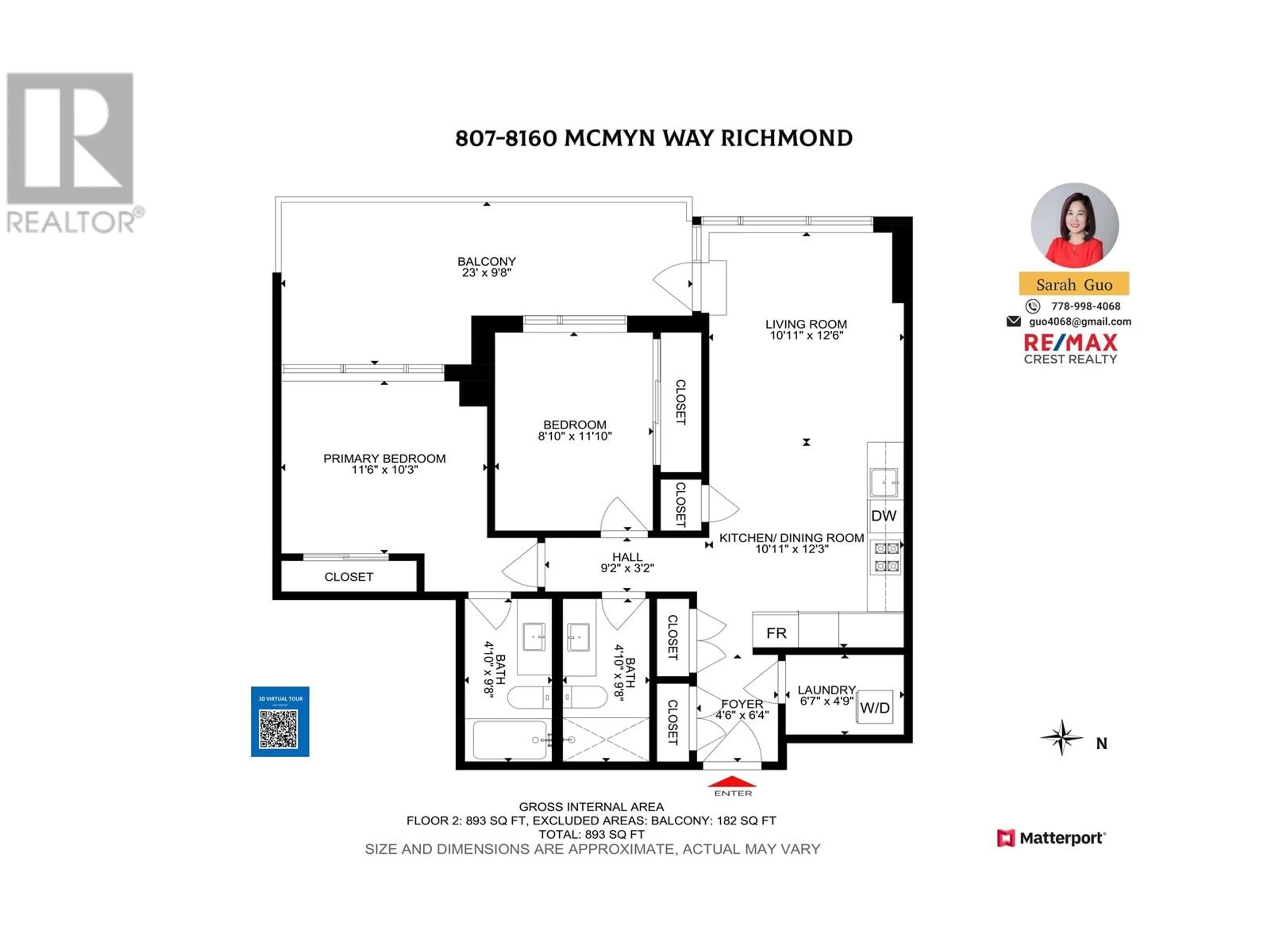 Floor plan for 807 - 8160 MCMYN WAY, Richmond British Columbia V6X0V2