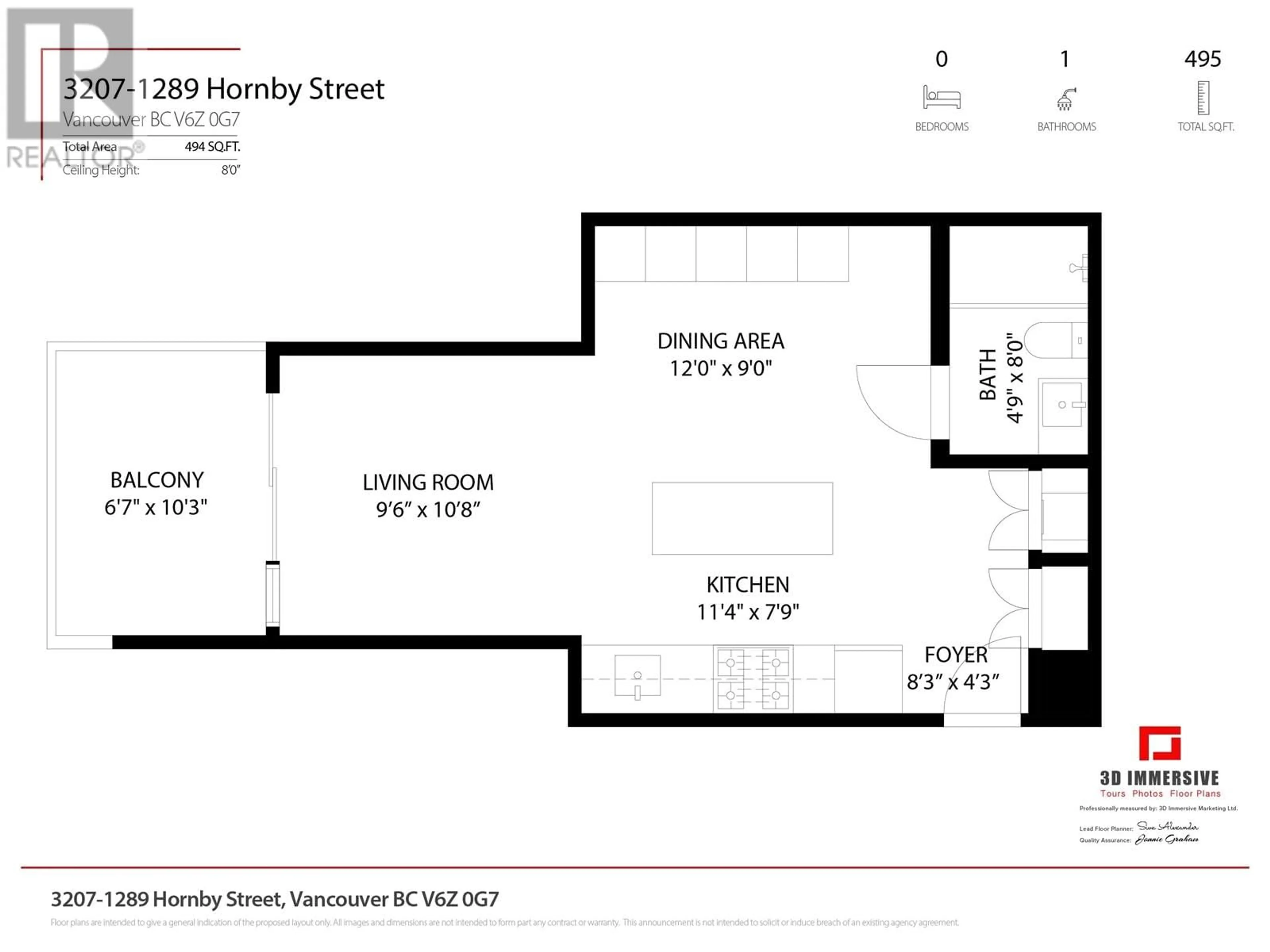 Floor plan for 3207 - 1289 HORNBY STREET, Vancouver British Columbia V6G1A5